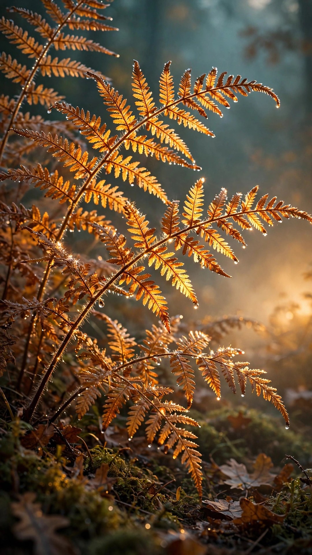 Amber Fern Botanical Wallpaper — Free Botanical Wallpaper