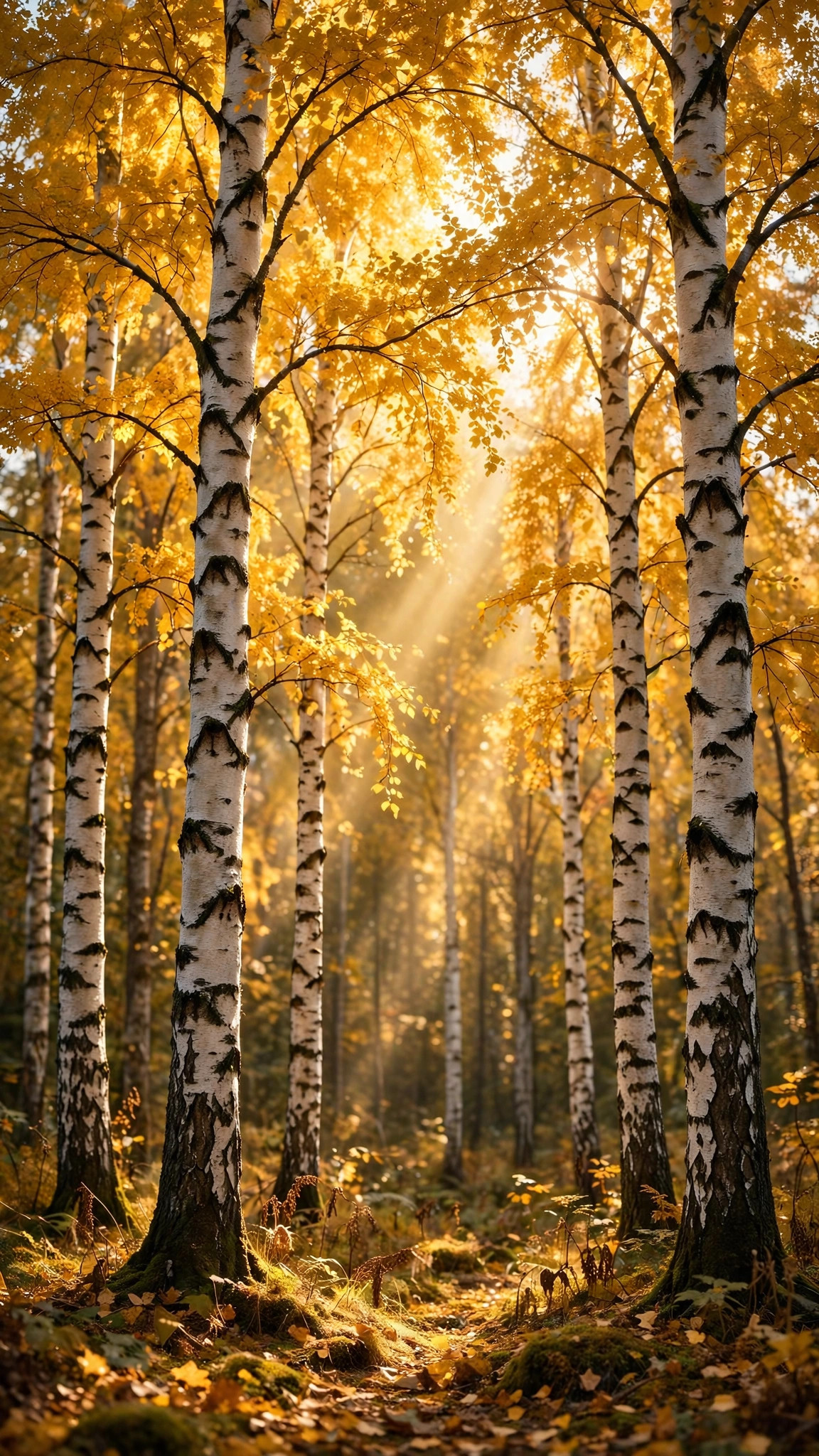 Autumn Birch Canopy — Free Nature Wallpaper