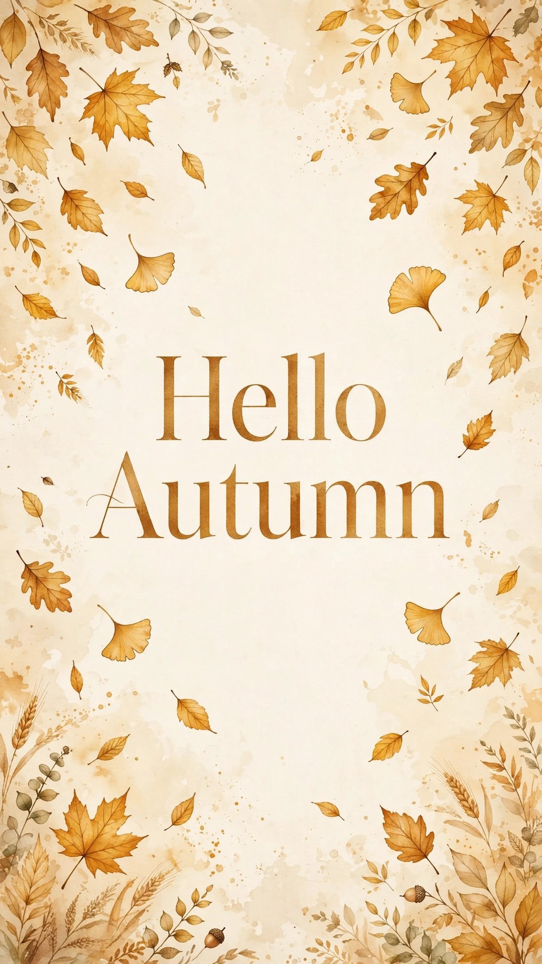 'Hello Autumn' Elegant Typography Wallpaper — Free Quotes Wallpaper