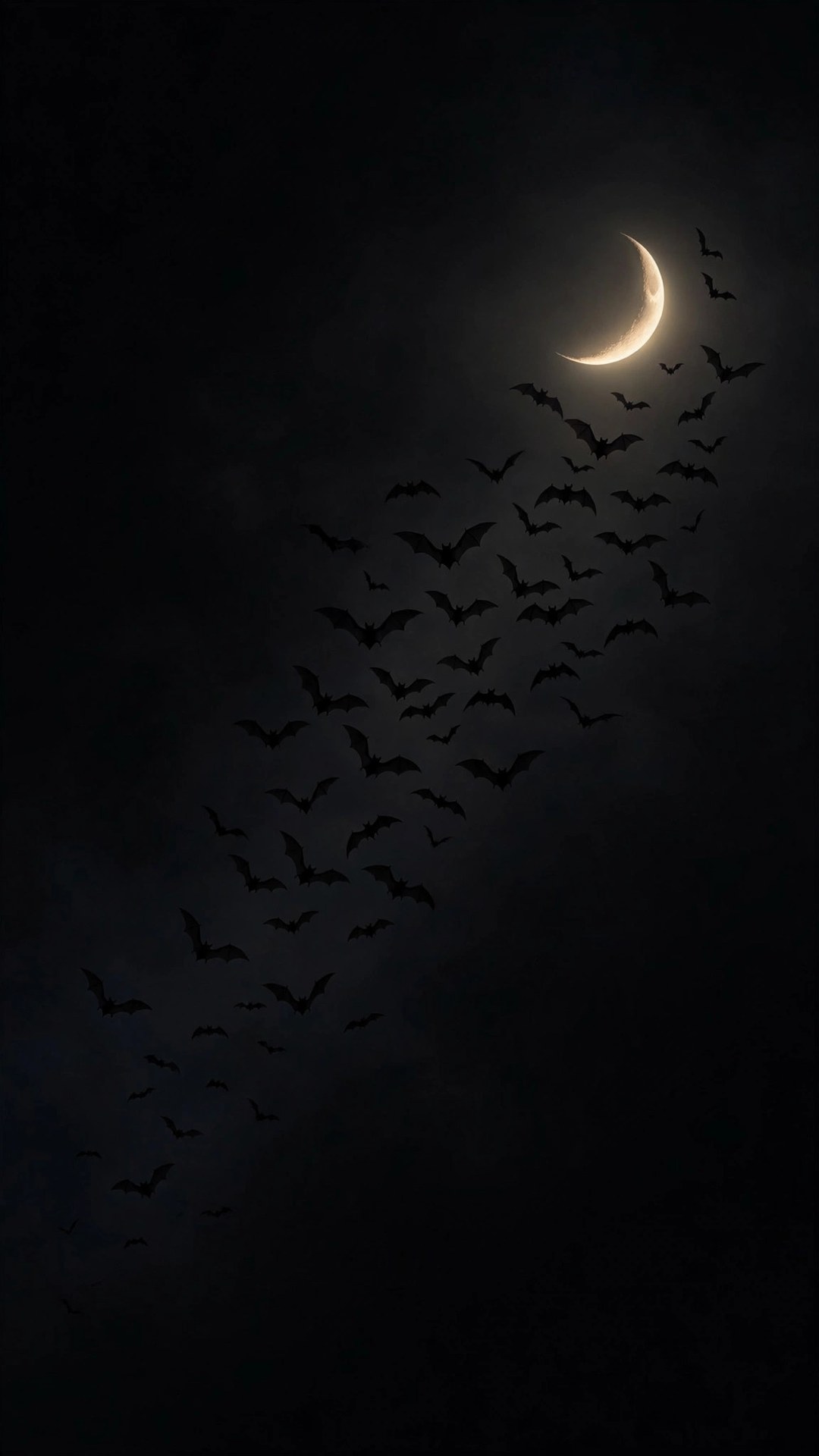 Bats and Crescent Moon AMOLED Wallpaper — Free Dark / AMOLED Wallpaper