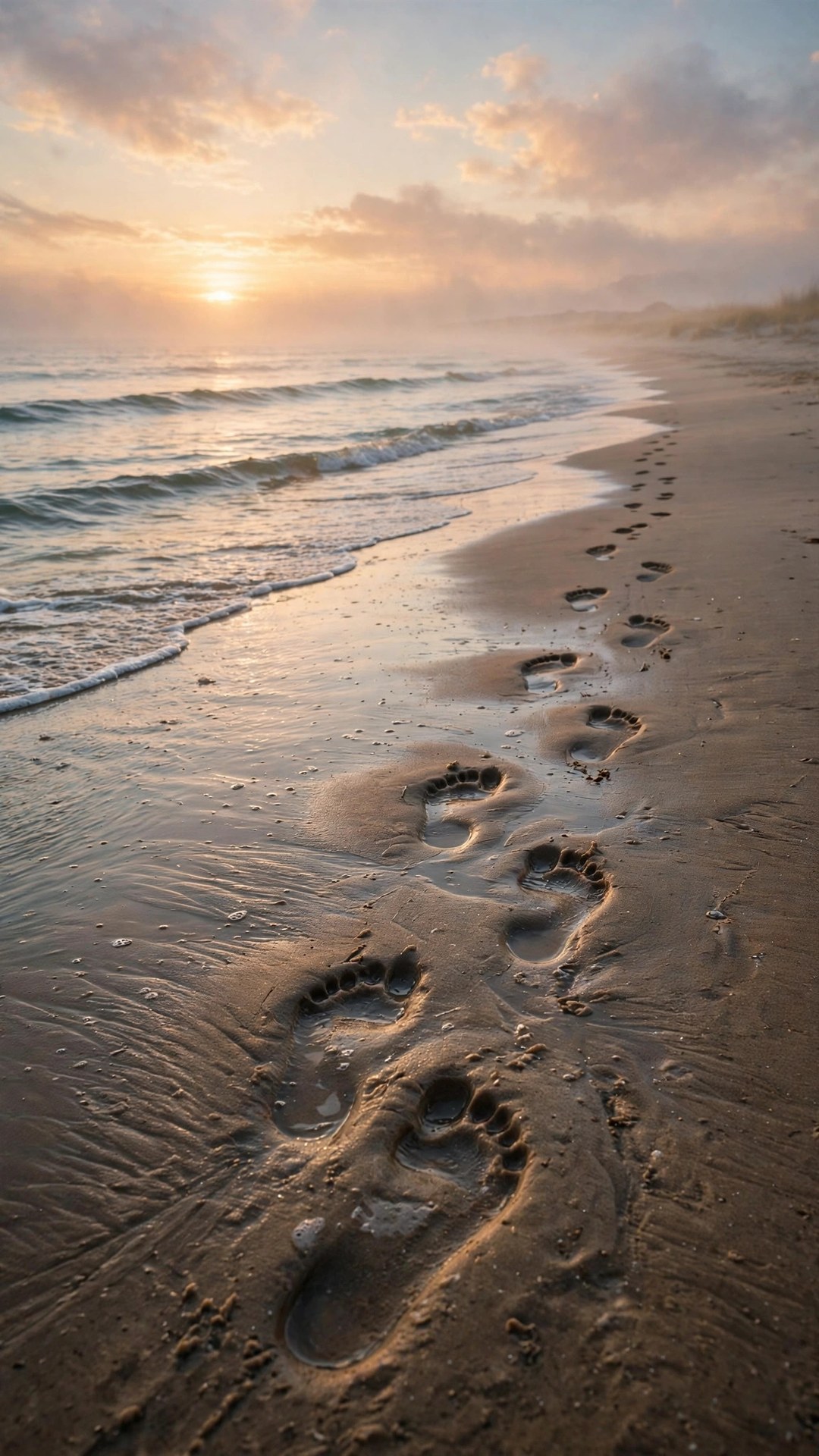 Beach Sunrise Footprints Wallpaper — Free Ocean Wallpaper