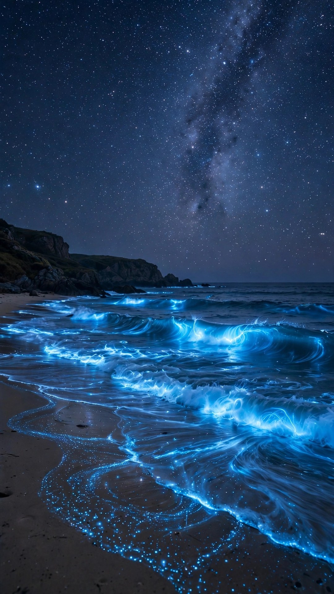 Bioluminescent Night Tide Wallpaper — Free Ocean Wallpaper