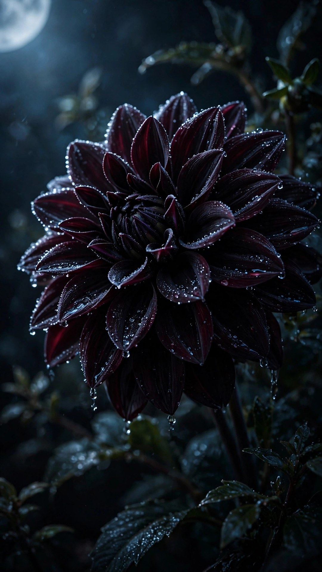 Black Dahlia Moonlight Wallpaper — Free Botanical Wallpaper