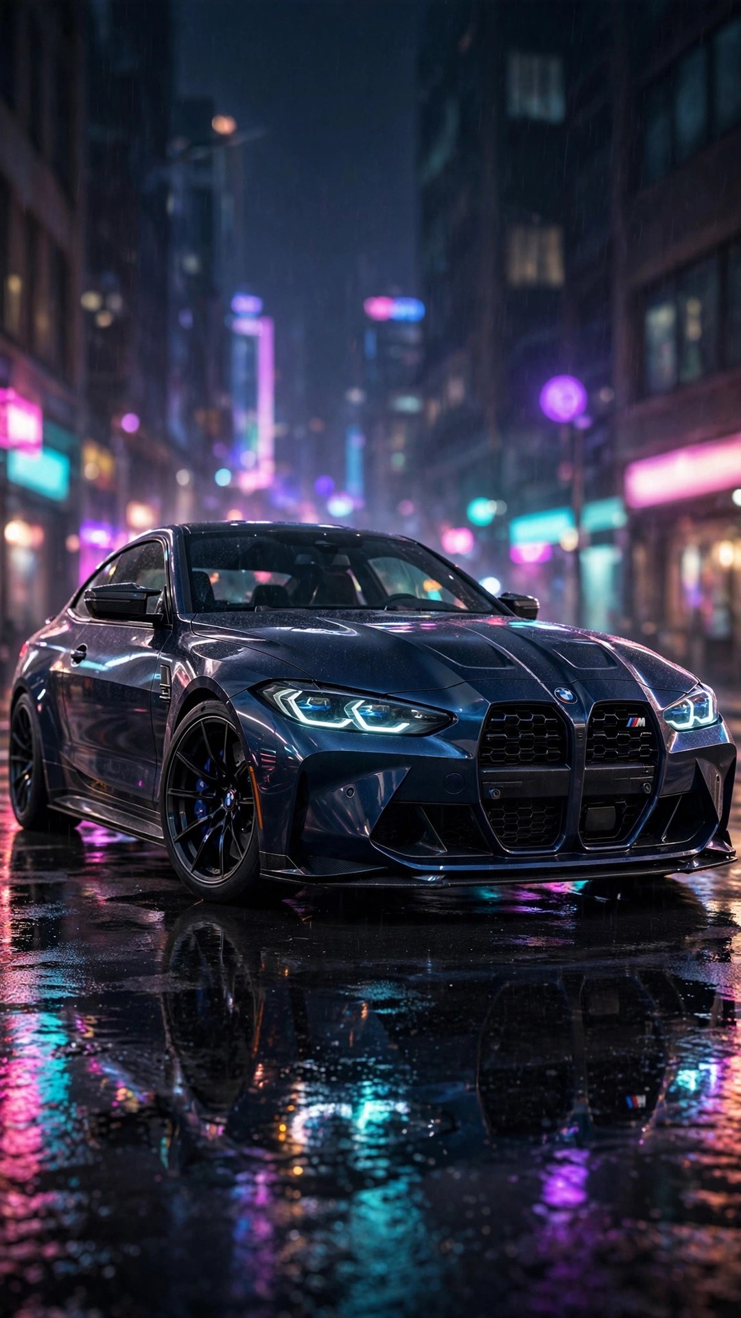 BMW in City Night Wallpaper — Free Cars Wallpaper