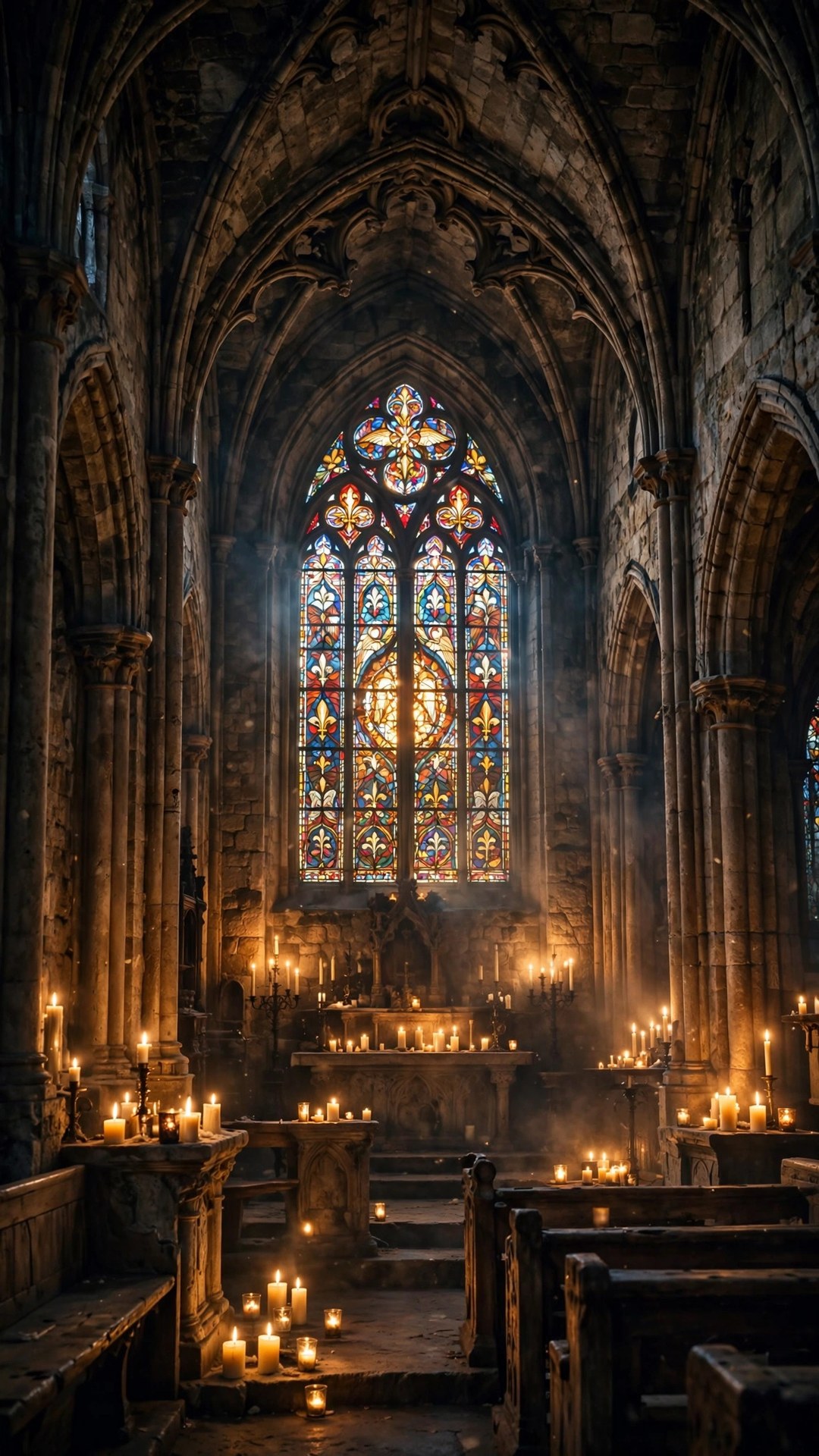 Candlelit Gothic Chapel Wallpaper — Free Architecture Wallpaper