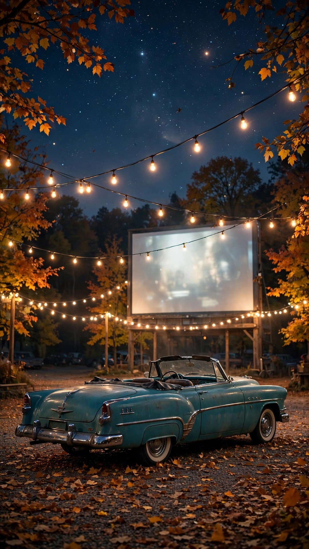 Retro Drive-In Night Classic Car Wallpaper — Free Cars Wallpaper