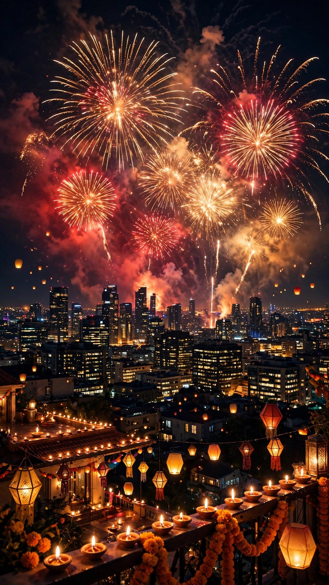 Diwali Fireworks Sky Wallpaper — Free Seasonal Wallpaper