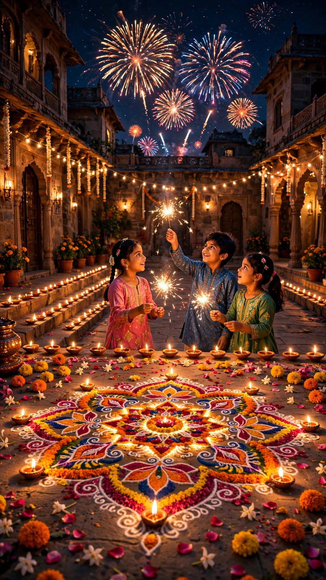 Diwali Rangoli Night Wallpaper — Free Seasonal Wallpaper