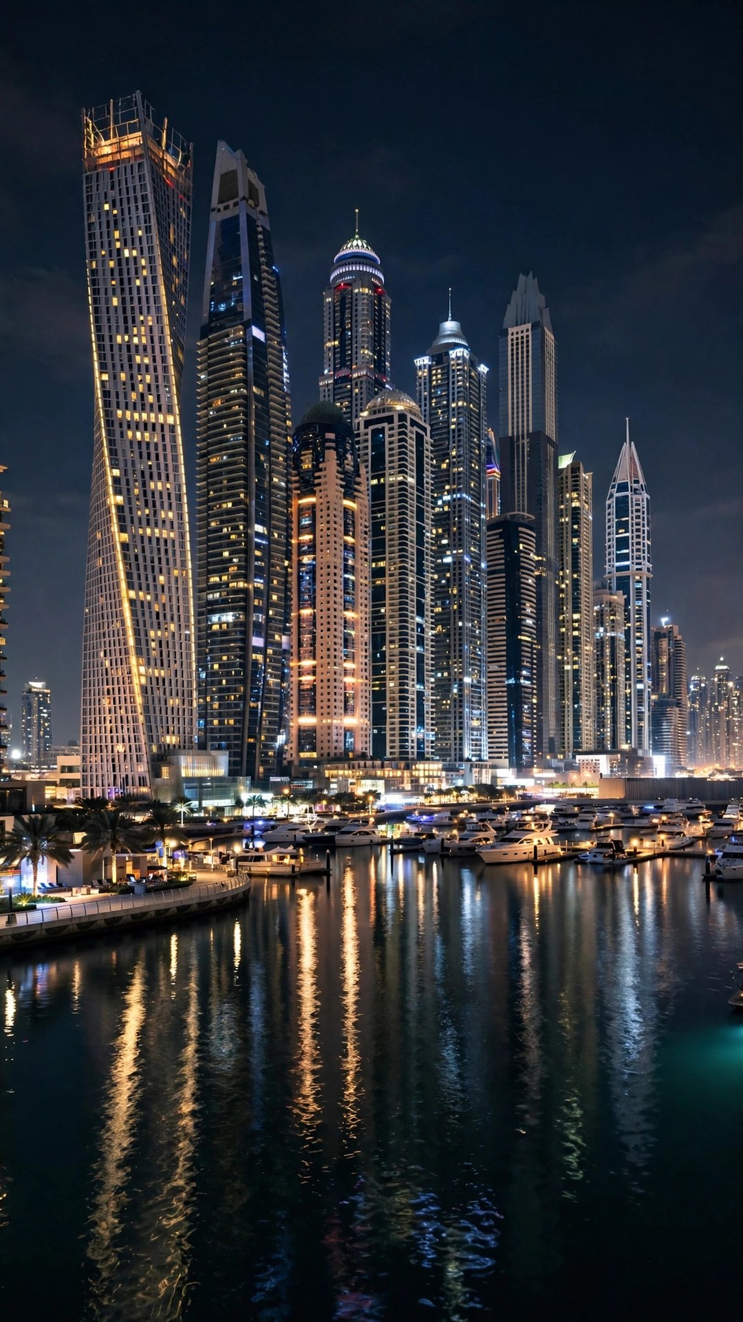Dubai Marina Skyline Night Wallpaper — Free Architecture Wallpaper