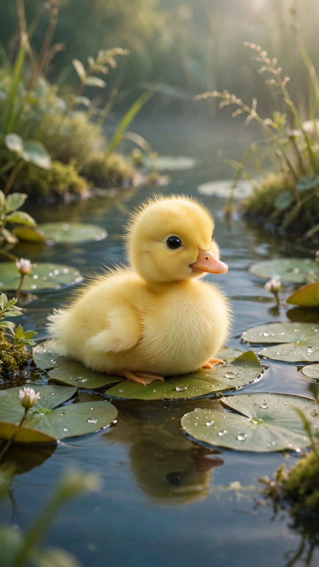 Duckling by the Pond Wallpaper — Free Animals Wallpaper