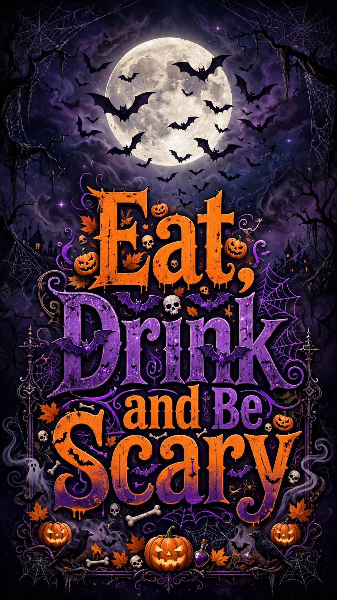 Eat Drink and Be Scary Typography Wallpaper — Free Quotes Wallpaper