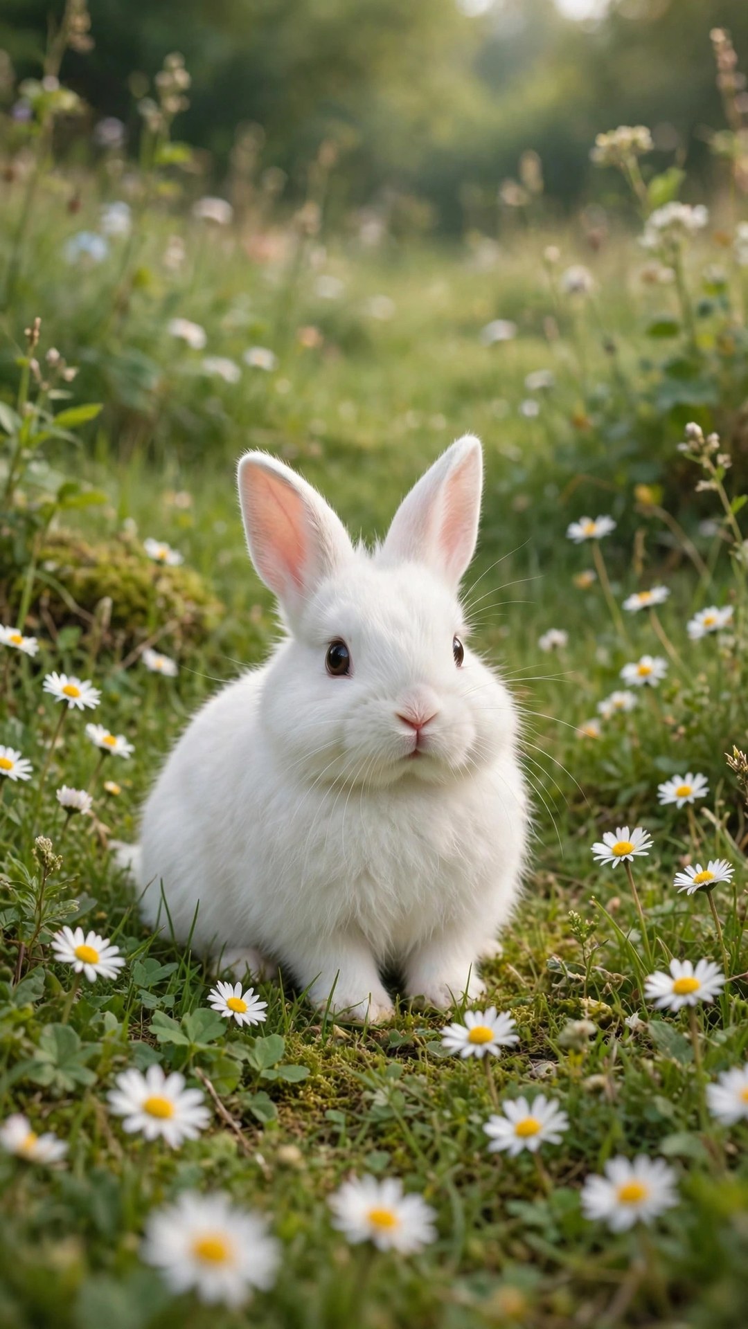 Fluffy Bunny in Meadow Wallpaper — Free Animals Wallpaper
