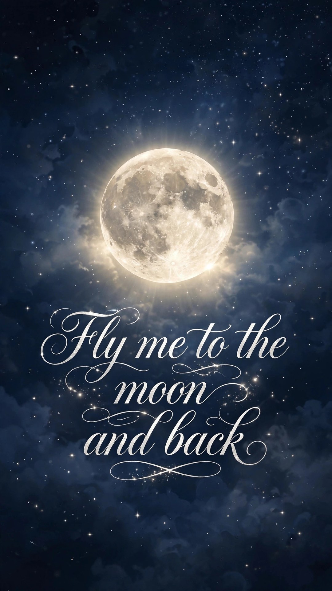 Fly Me to the Moon Typography Wallpaper — Free Quotes Wallpaper