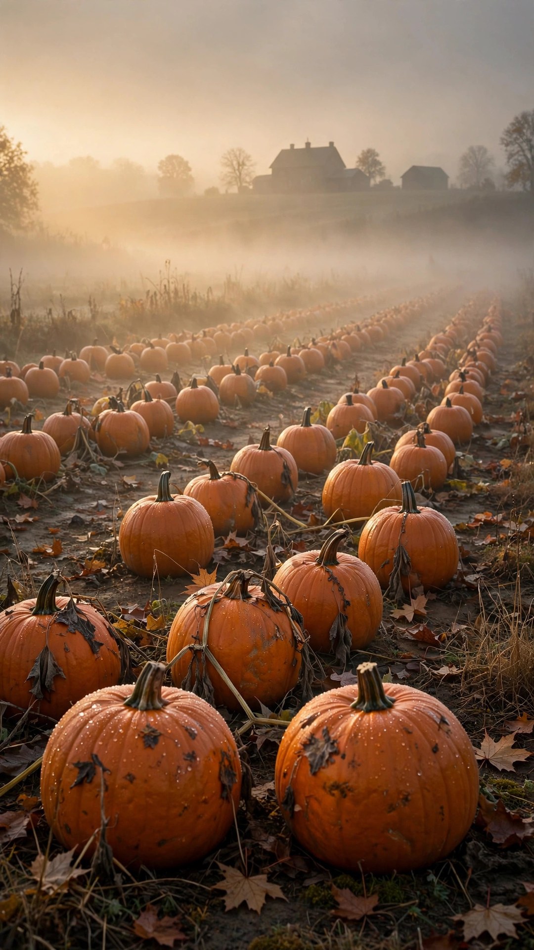 Foggy Pumpkin Fields Wallpaper — Free Nature Wallpaper