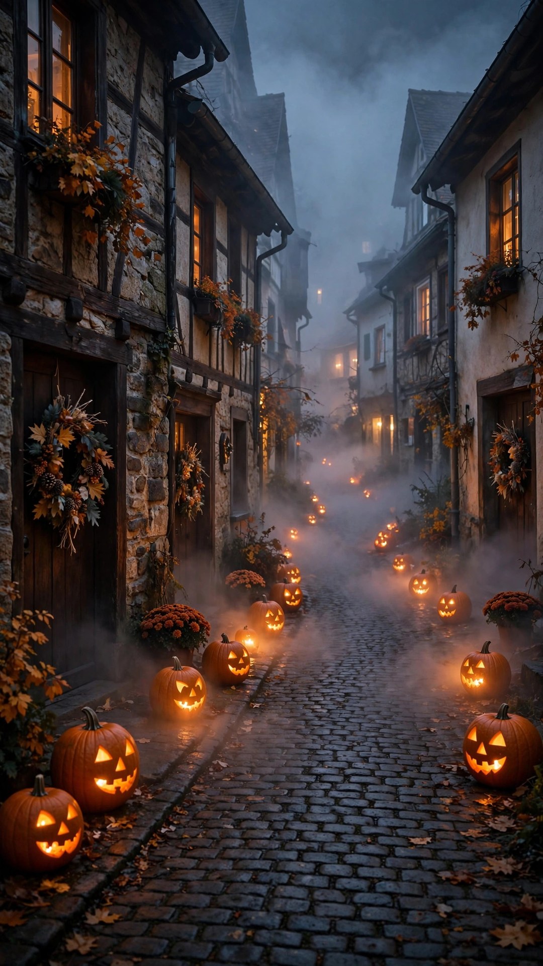 Foggy Pumpkin Village Wallpaper — Free Architecture Wallpaper