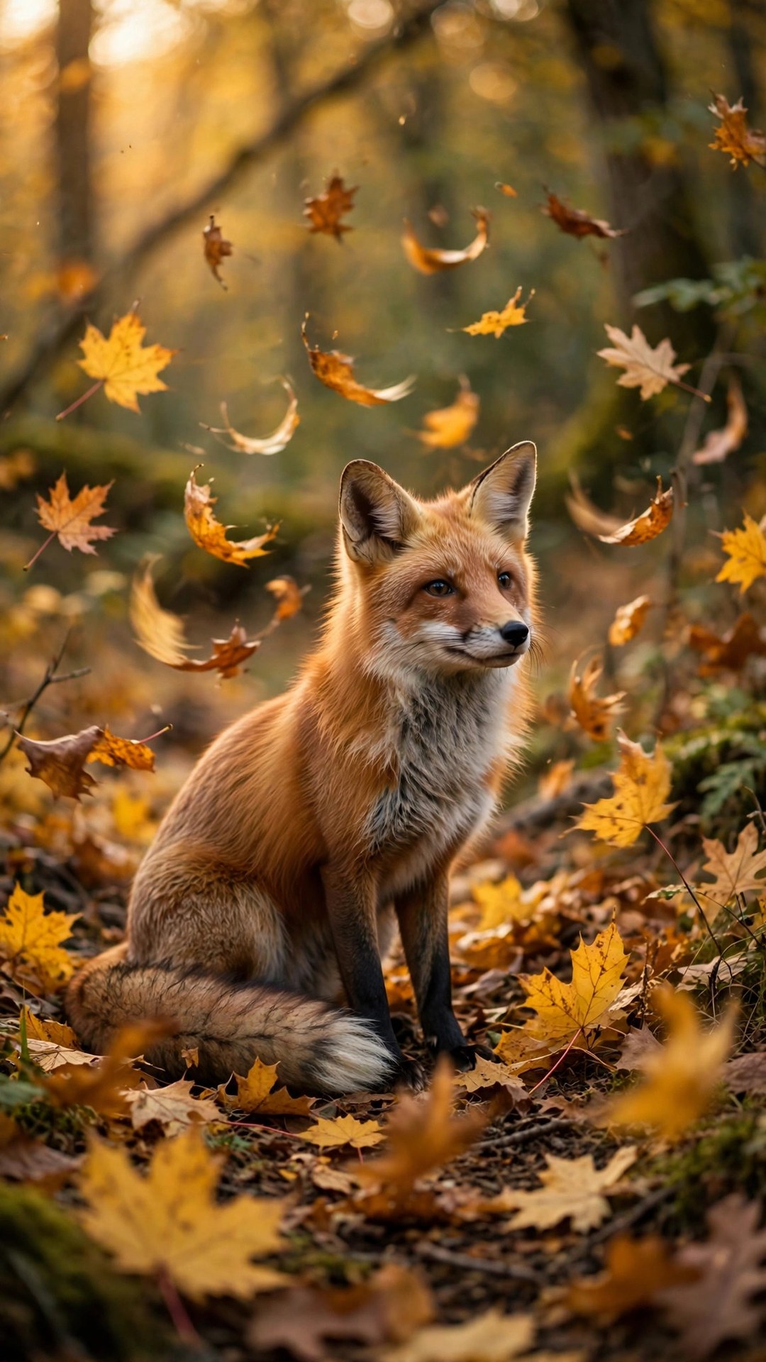 Red Fox in Autumn Leaves Wallpaper — Free Animals Wallpaper