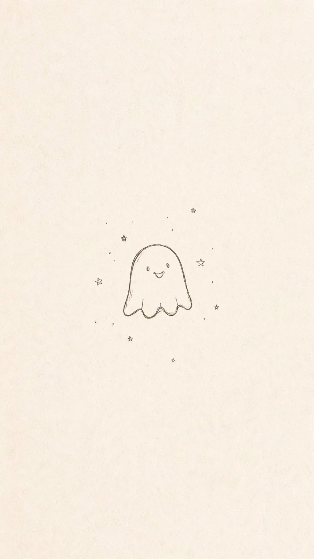 Cute Ghost Line Doodle Minimal Wallpaper — Free Minimal Wallpaper