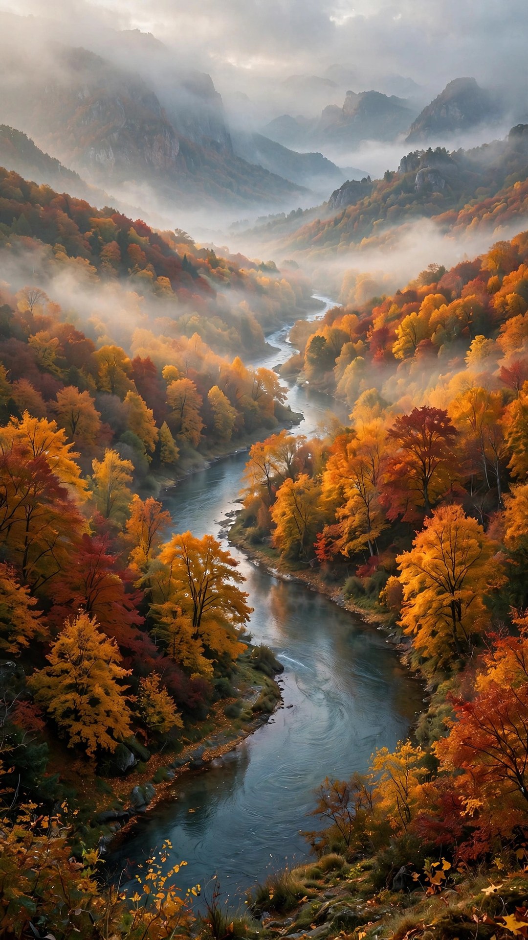 Golden Autumn River Valley Wallpaper — Free Nature Wallpaper