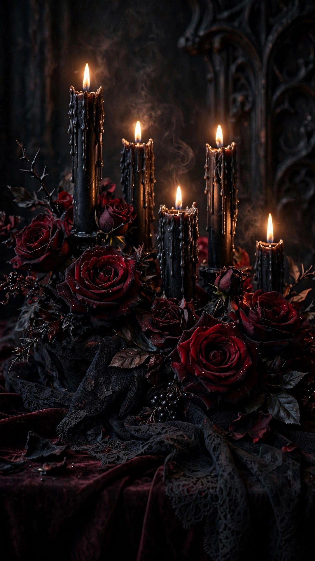 Gothic Candles Halloween Wallpaper — Free Seasonal Wallpaper