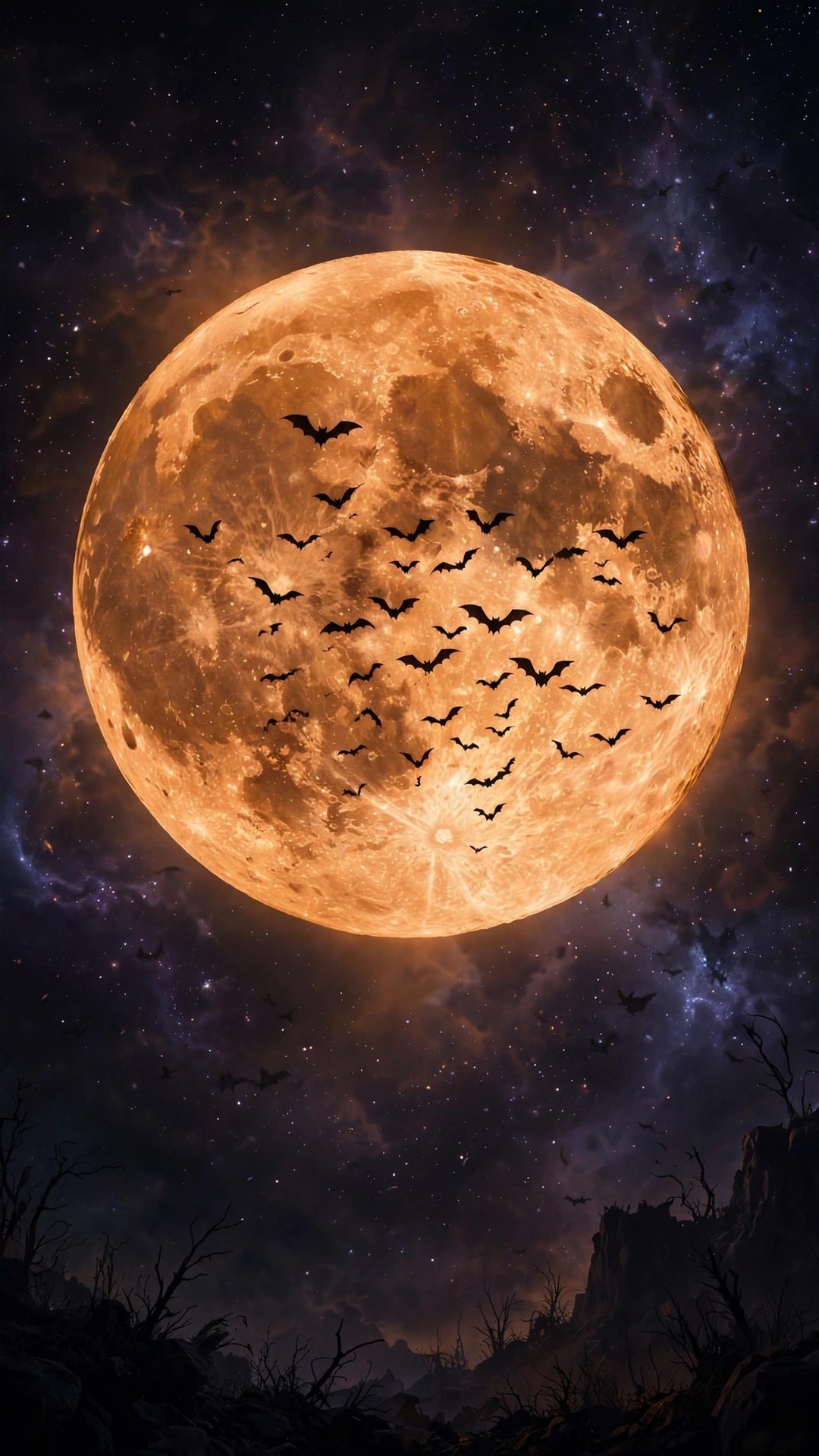 Halloween Moon and Bats Wallpaper — Free Space Wallpaper