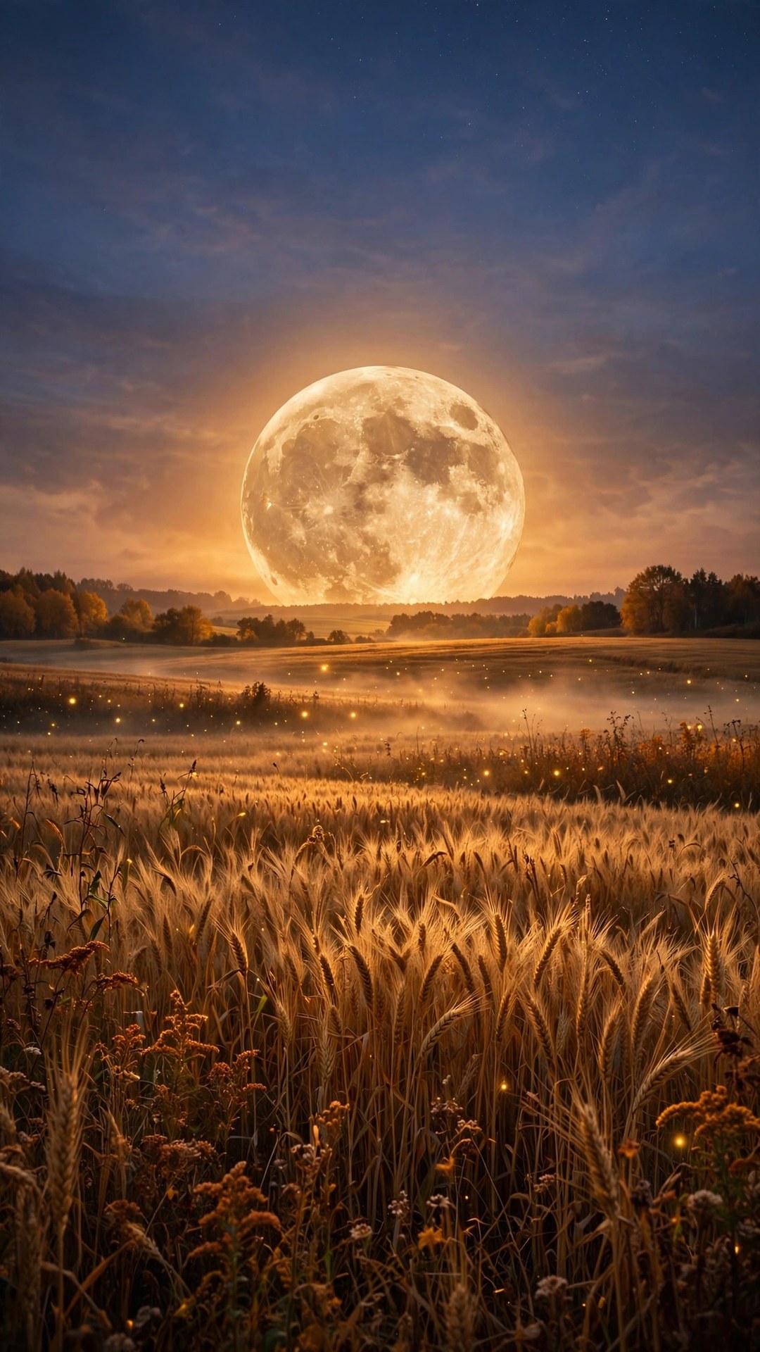 Harvest Moon Fields Wallpaper — Free Nature Wallpaper