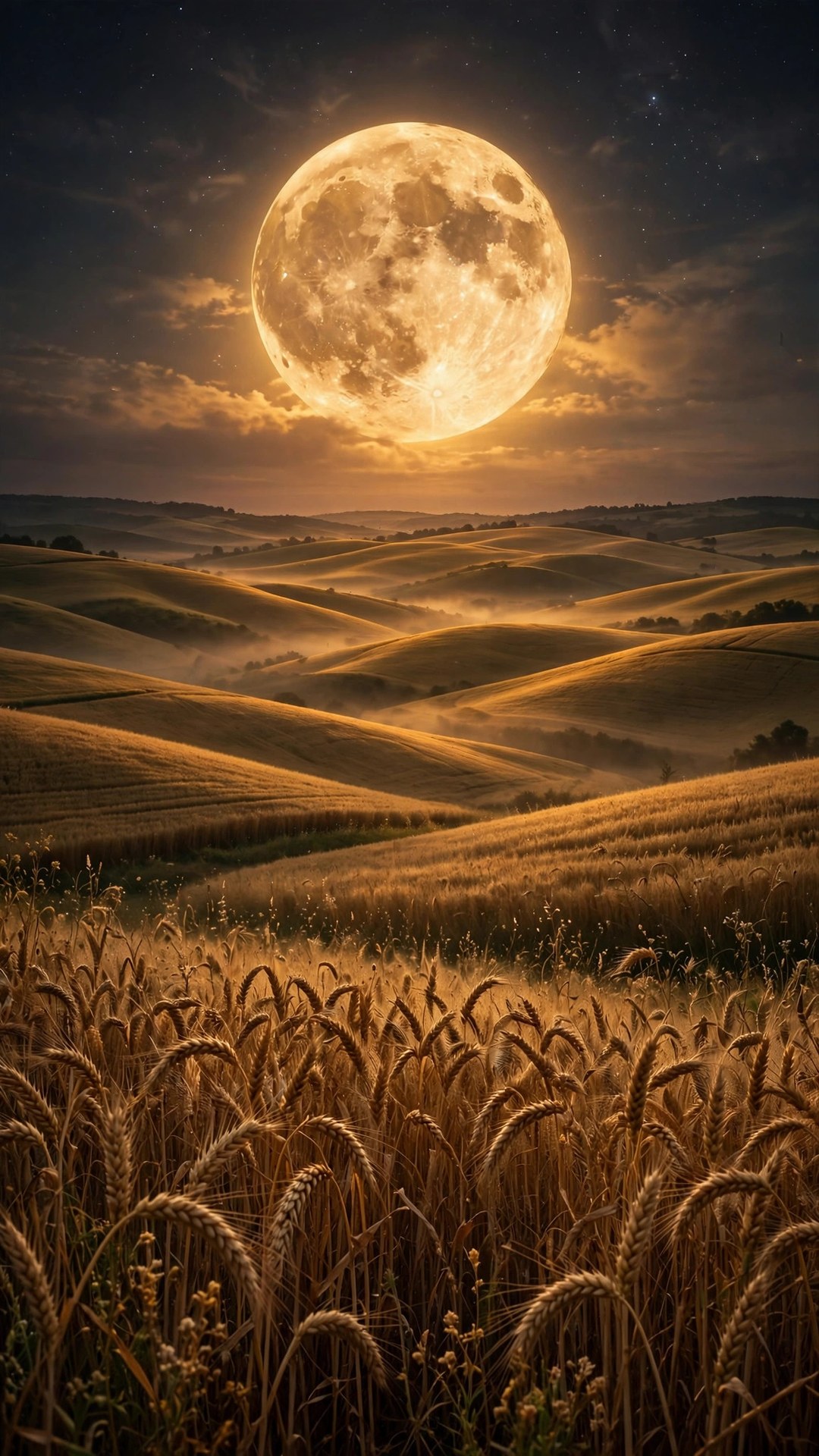 Harvest Moon Hills Wallpaper — Free Nature Wallpaper