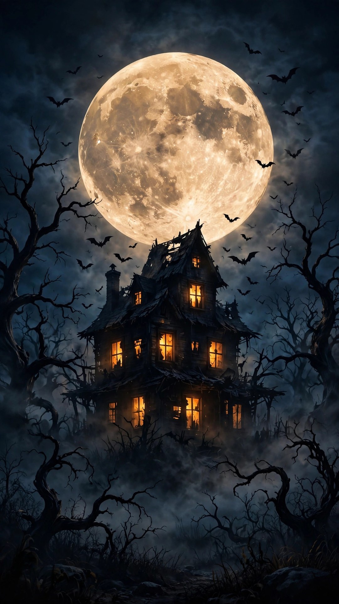 Haunted House Silhouette Wallpaper — Free Seasonal Wallpaper