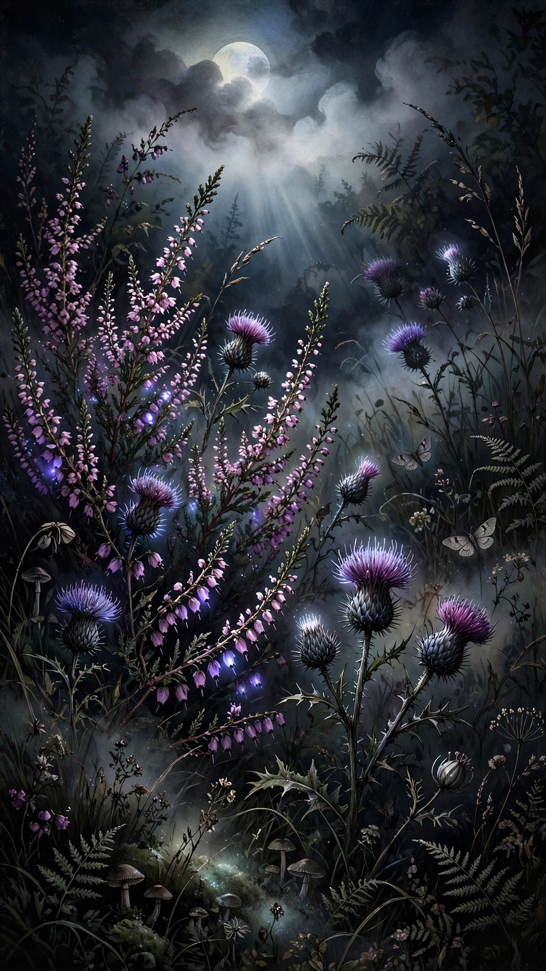 Witchy Heather and Thistle Wallpaper — Free Botanical Wallpaper