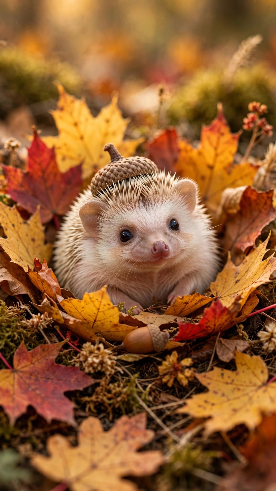 Hedgehog Autumn Leaves Wallpaper — Free Animals Wallpaper