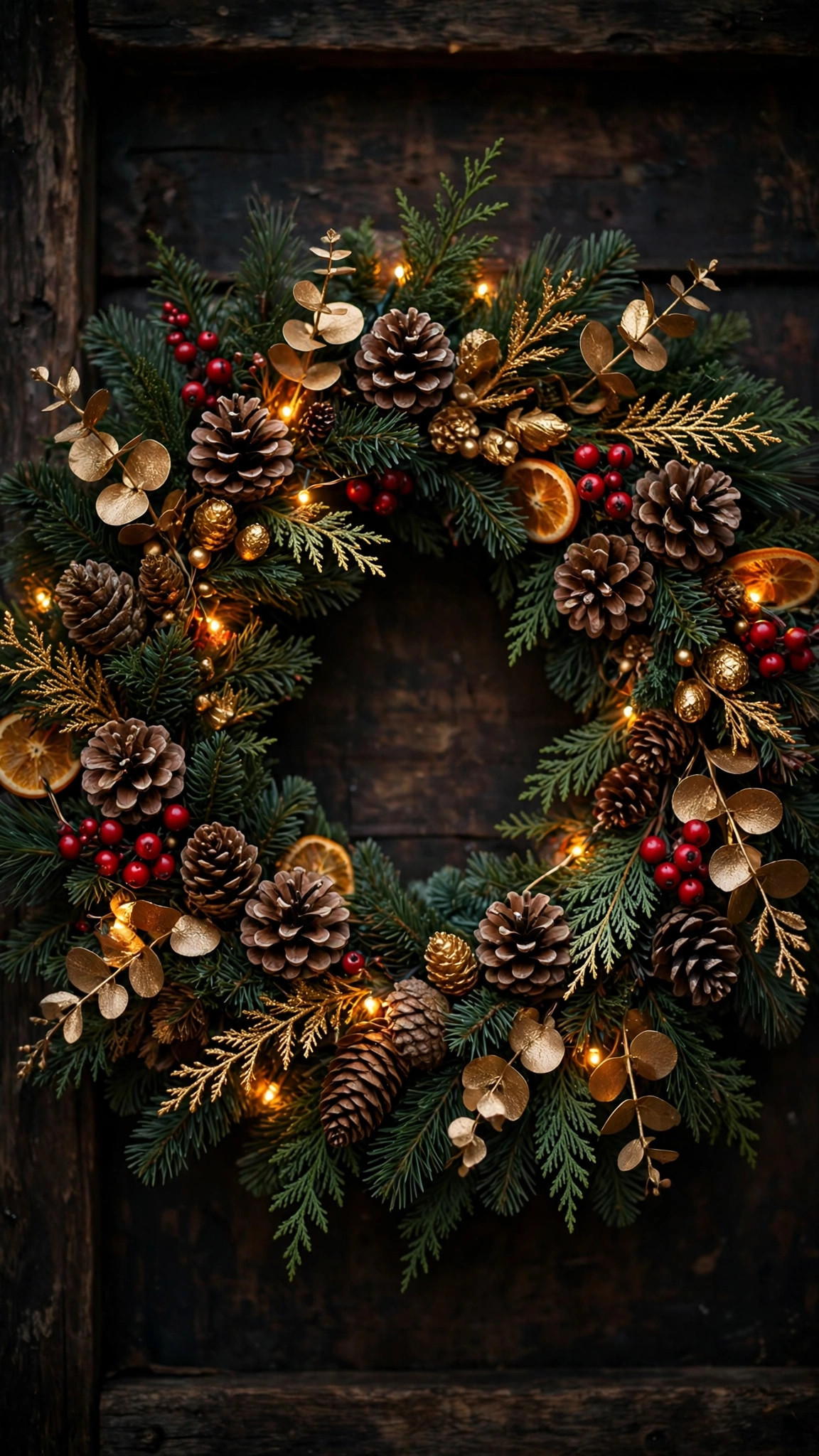 Holiday Pinecone Wreath — Free Seasonal Wallpaper