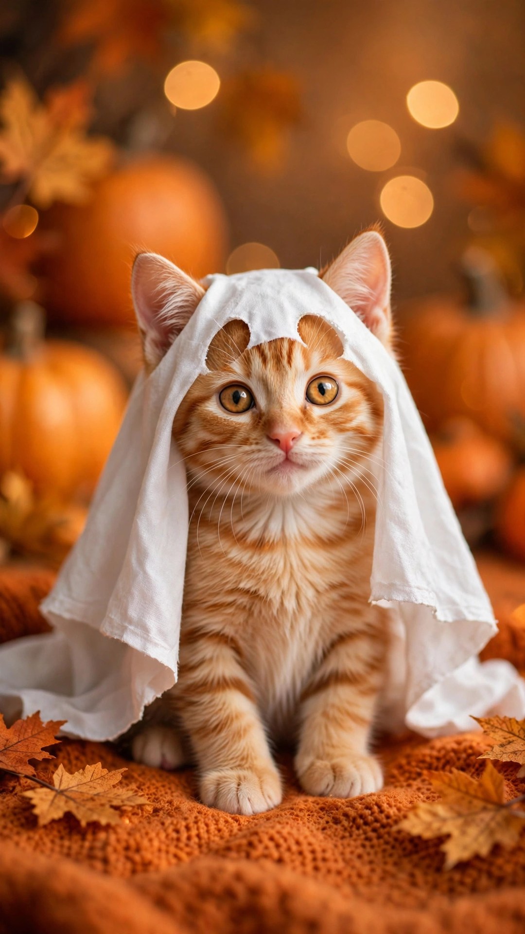 Kitten in Ghost Costume Wallpaper — Free Animals Wallpaper