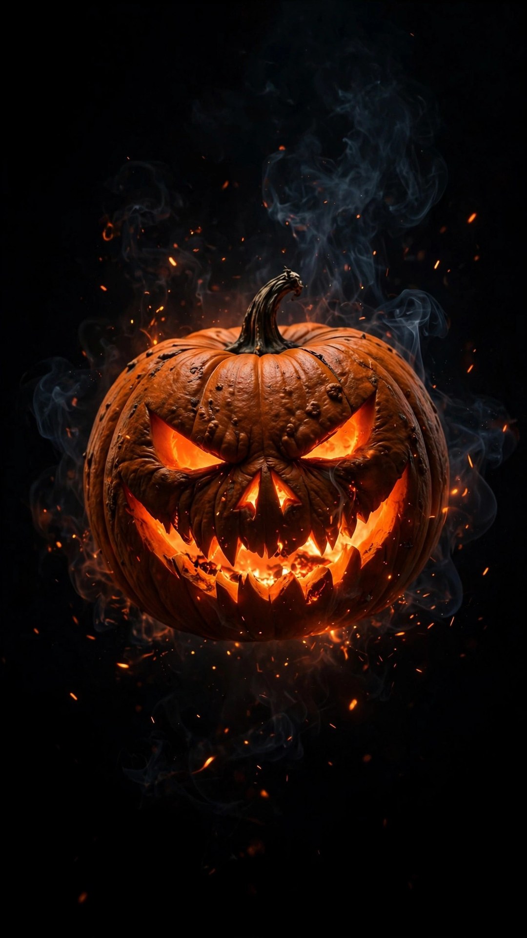 Glowing Jack-o'-Lantern True Black AMOLED Wallpaper — Free Dark / AMOLED Wallpaper
