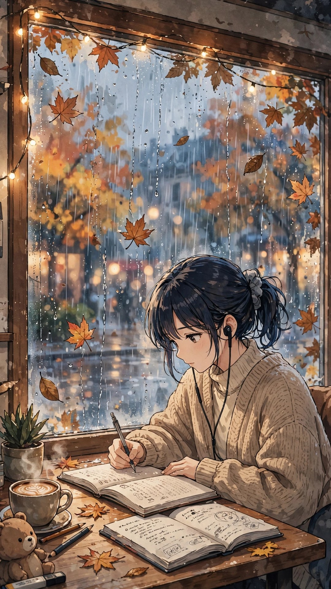 Lo-Fi Autumn Cafe Anime Wallpaper — Free Anime Wallpaper
