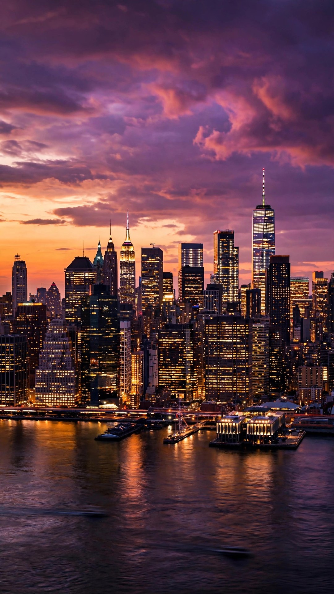 Manhattan Skyline at Dusk Wallpaper — Free Architecture Wallpaper