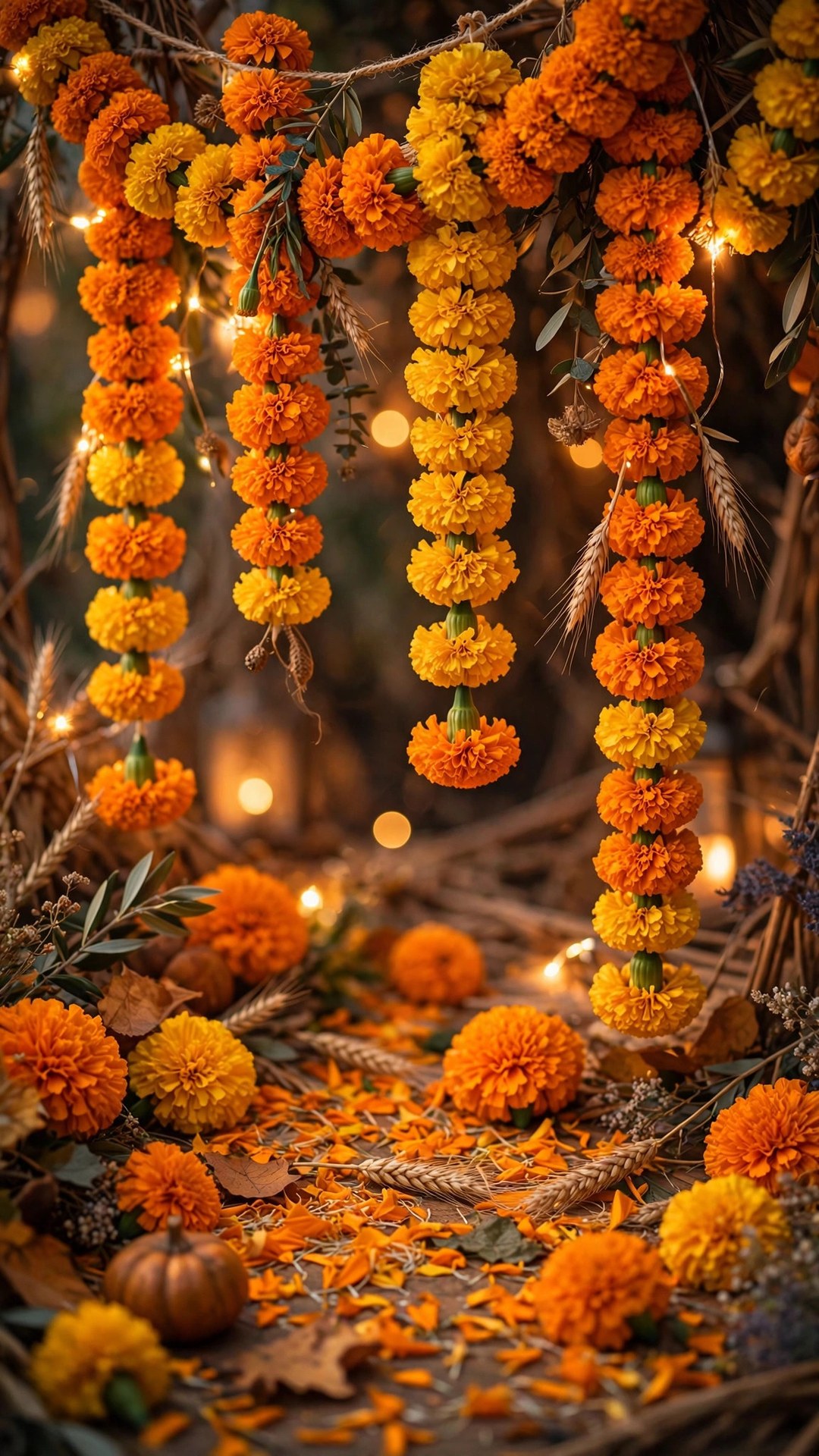 Marigold Harvest Botanical Wallpaper — Free Botanical Wallpaper