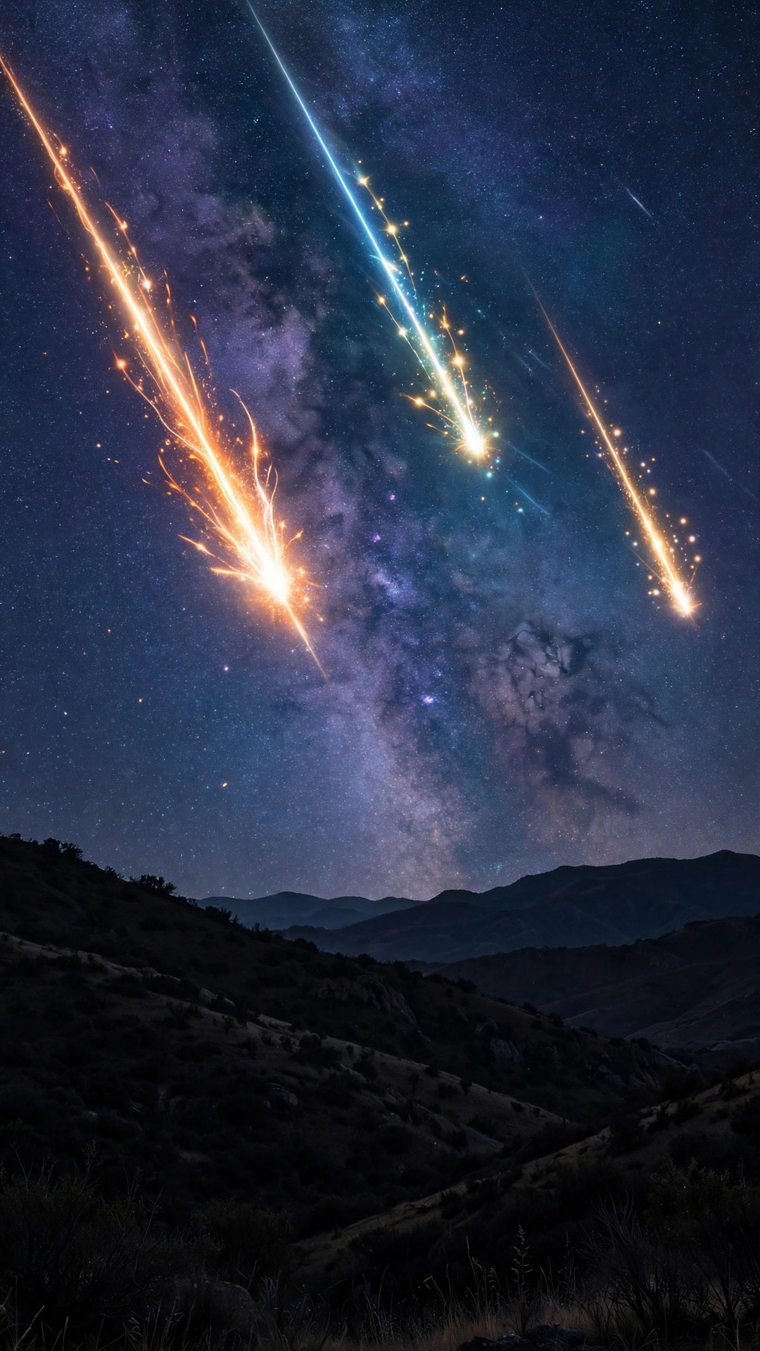 Meteor Shower Night Wallpaper — Free Space Wallpaper