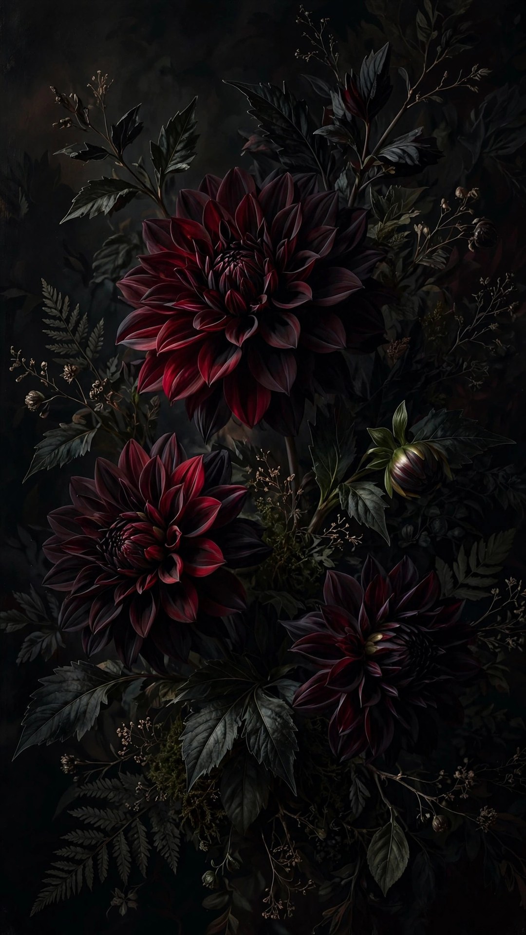 Midnight Dahlia Bloom Wallpaper — Free Botanical Wallpaper