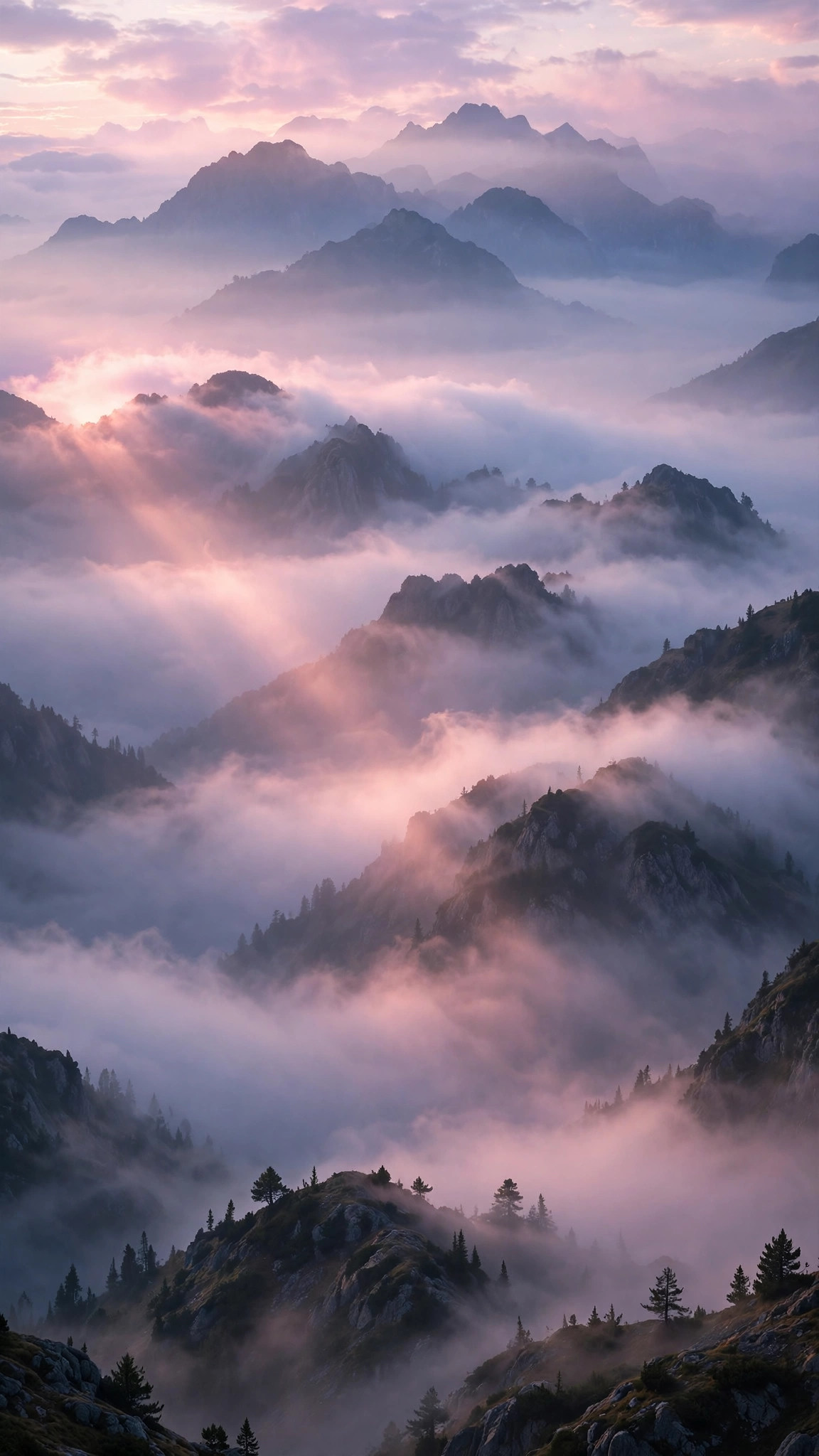 Misty Mountain Dawn — Free Nature Wallpaper