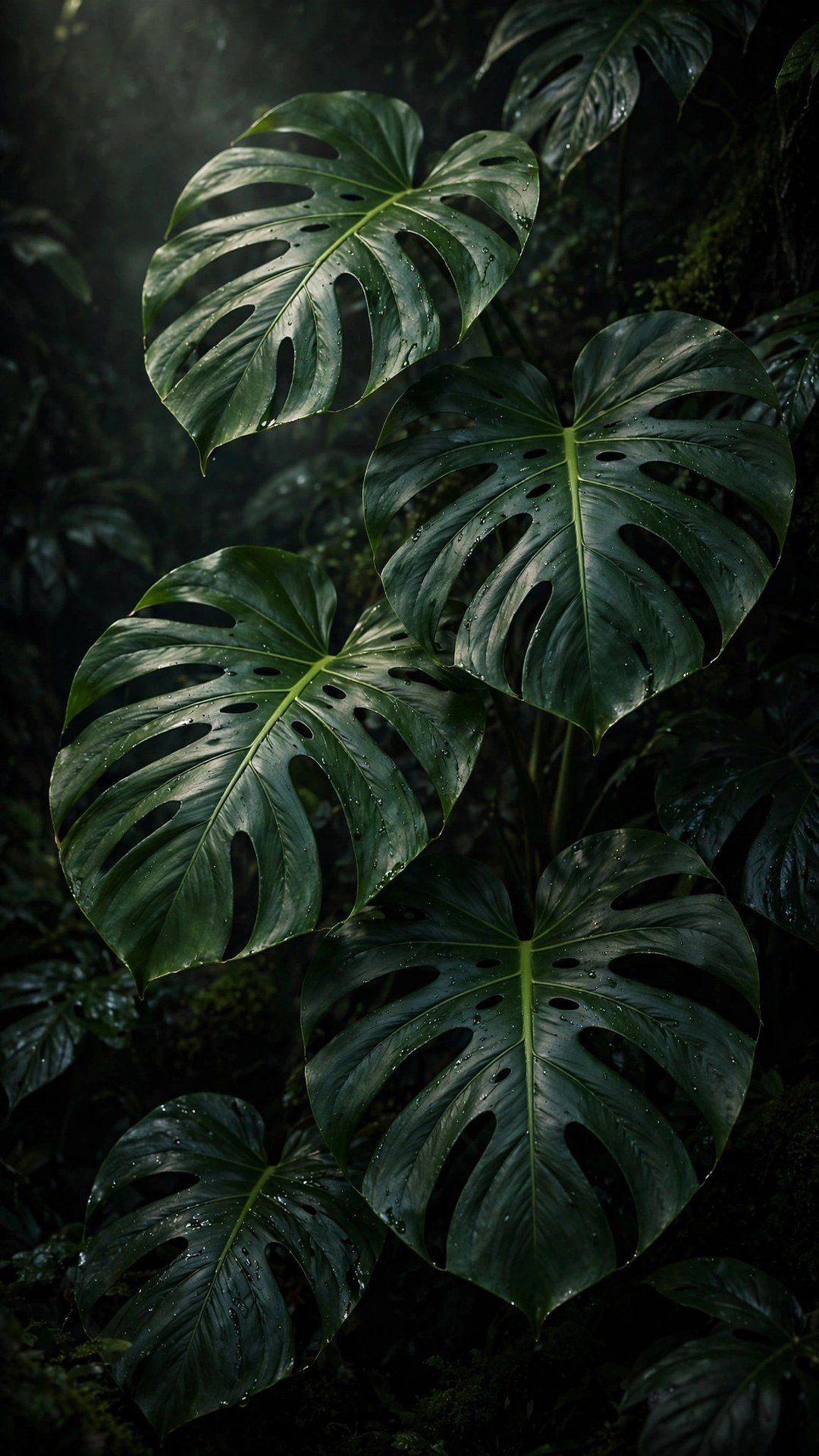 Dark Monstera Leaves Botanical Wallpaper — Free Botanical Wallpaper