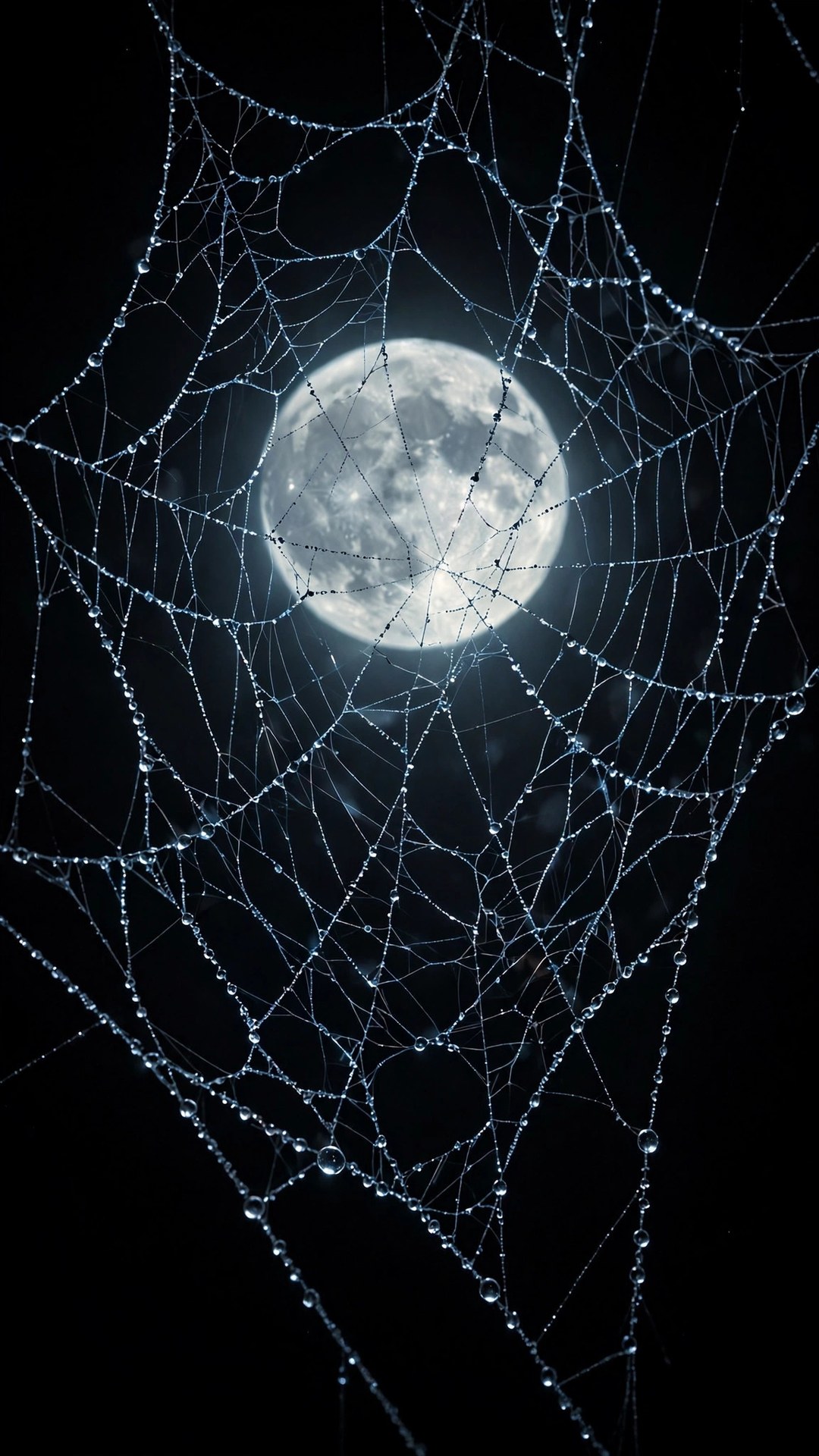 Moonlit Spiderweb Amoled Wallpaper — Free Dark / AMOLED Wallpaper