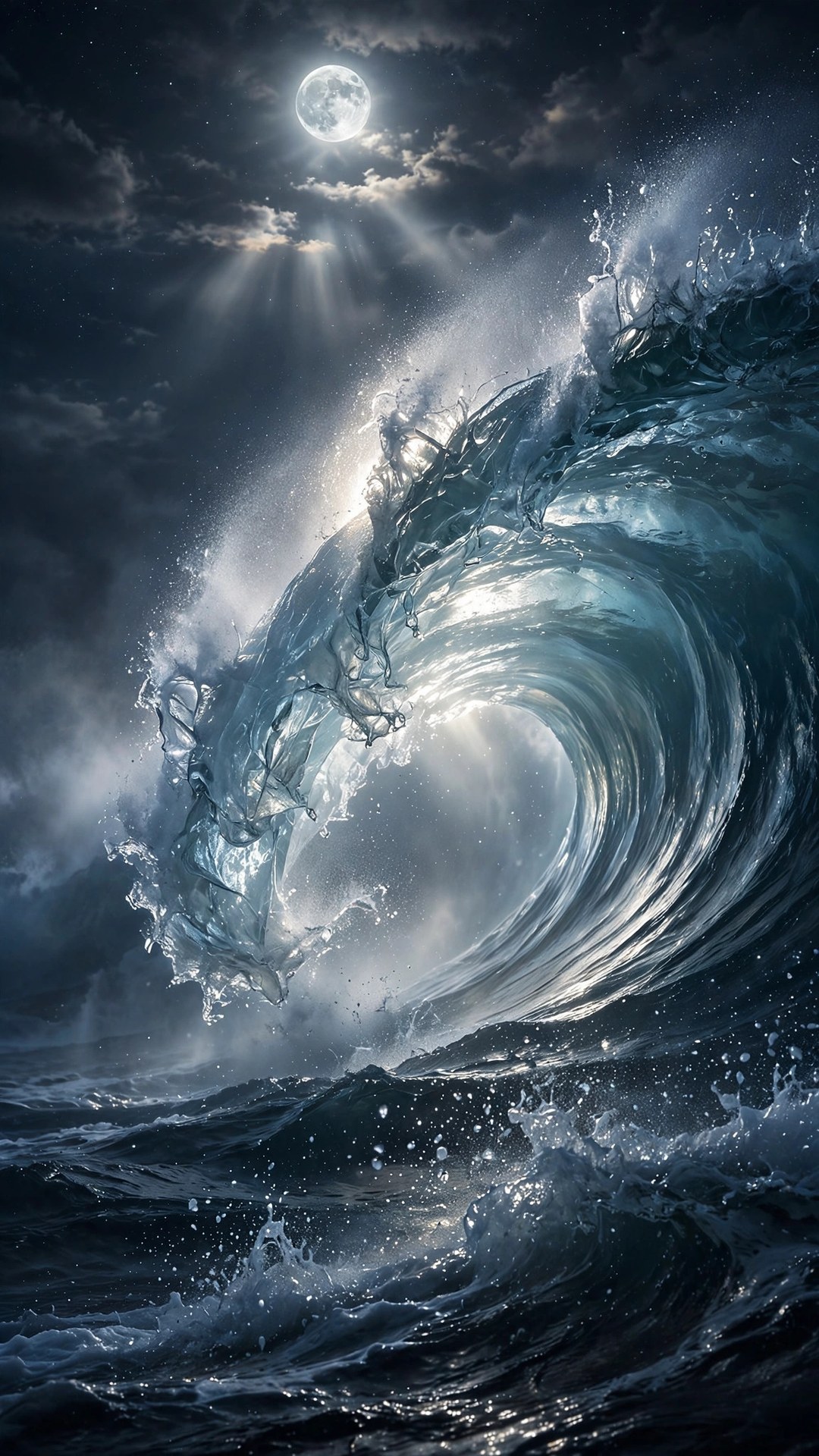 Moonlit Wave Crest Wallpaper — Free Ocean Wallpaper