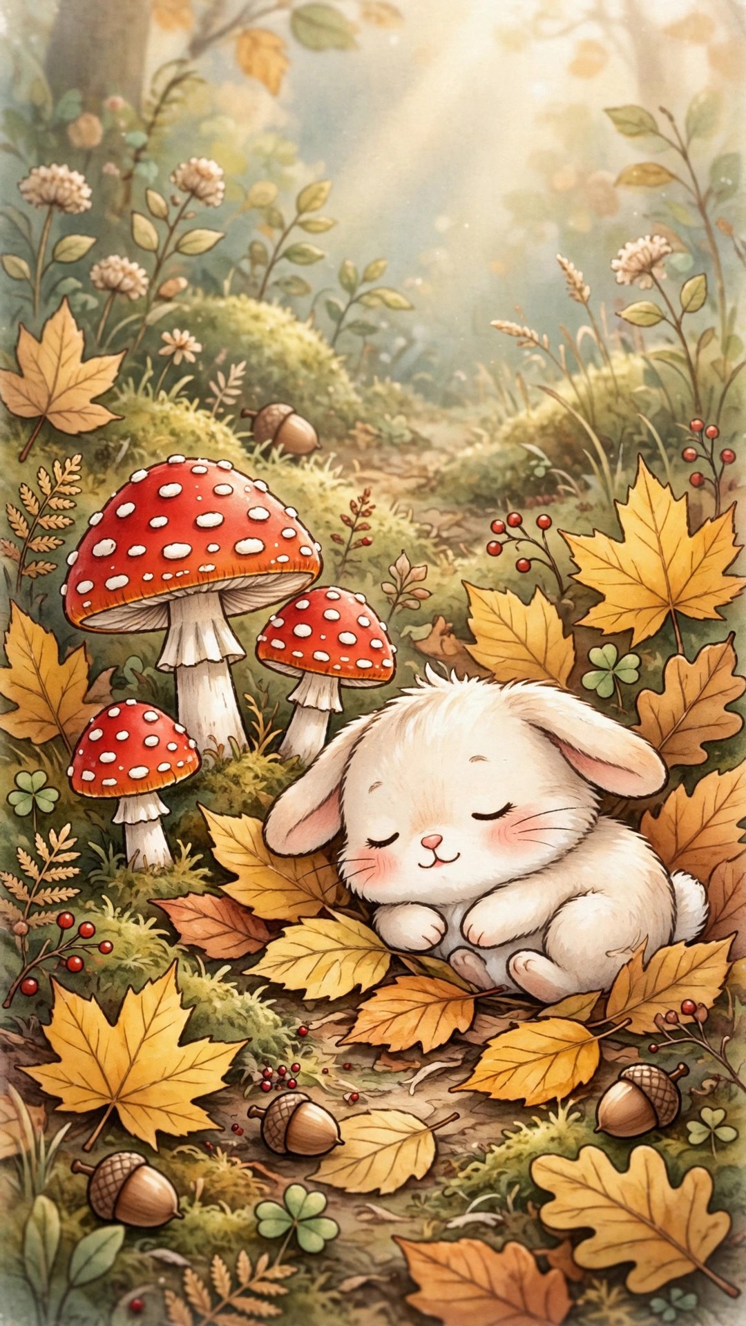 Mushroom Bunny Fall Wallpaper — Free Animals Wallpaper