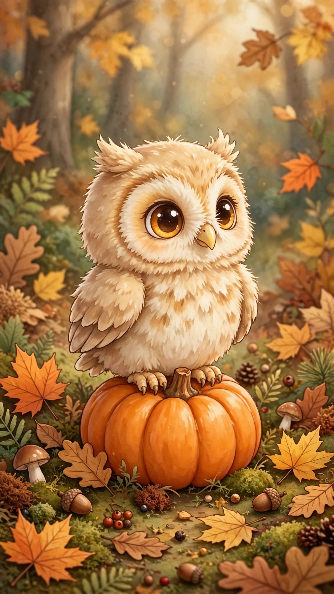 Owl on Pumpkin Wallpaper — Free Animals Wallpaper