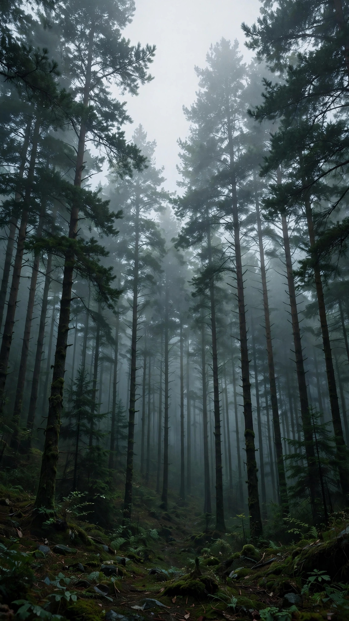Pine Forest Fog — Free Nature Wallpaper