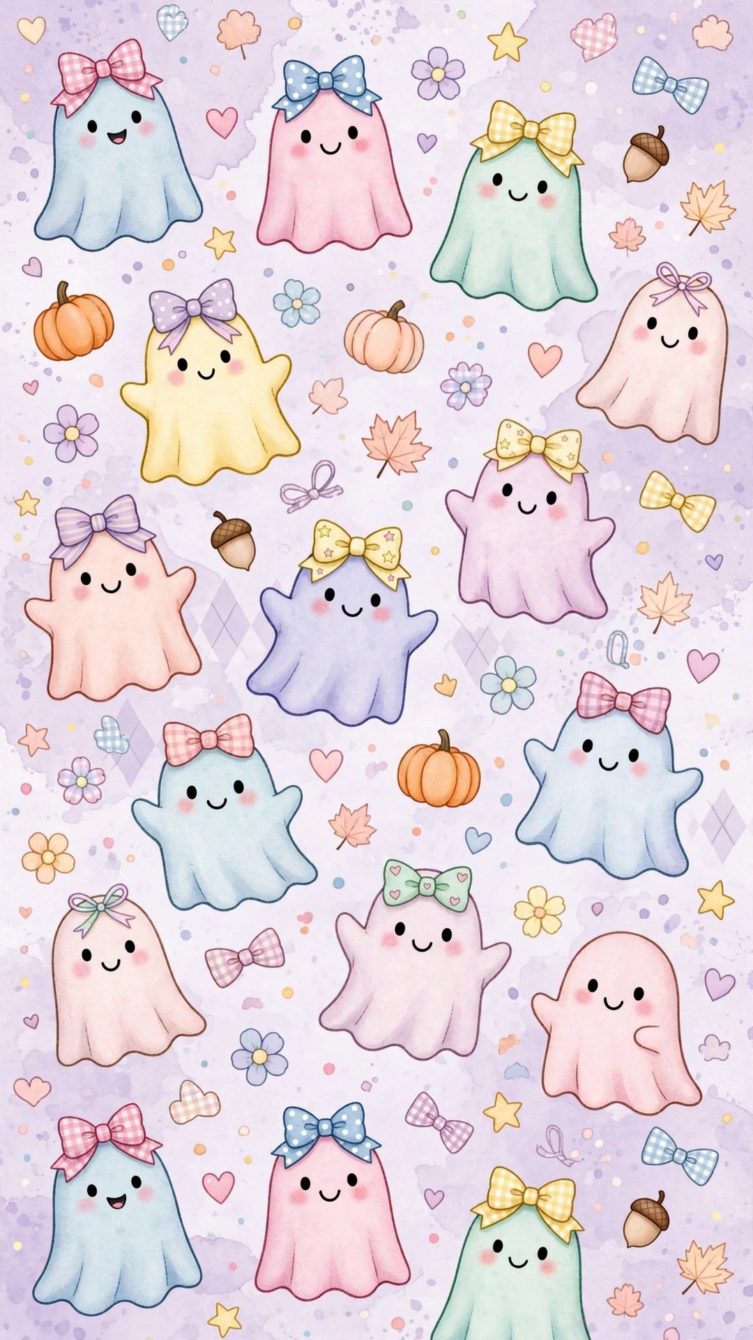 Preppy Pastel Ghosts Halloween Wallpaper — Free Seasonal Wallpaper