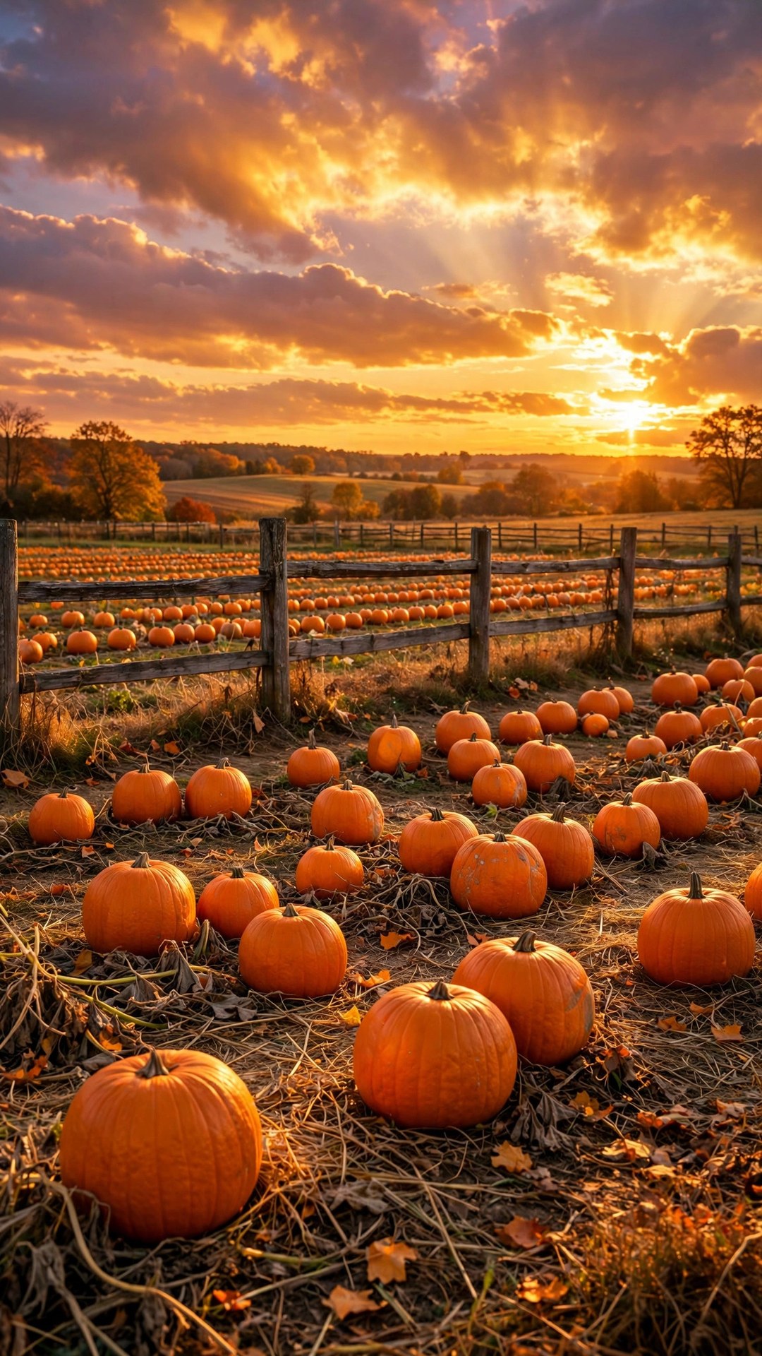 Pumpkin Patch Sunset Wallpaper — Free Nature Wallpaper