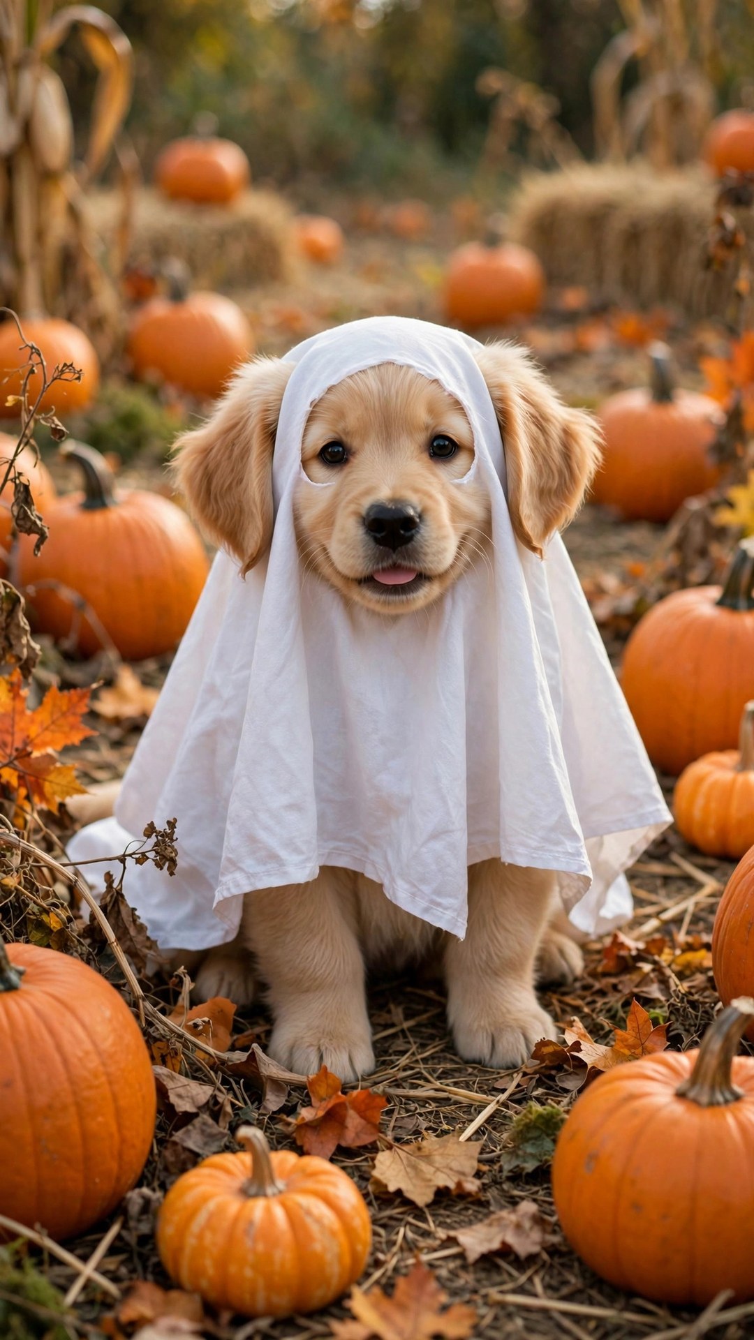 Puppy in Ghost Costume Wallpaper — Free Animals Wallpaper