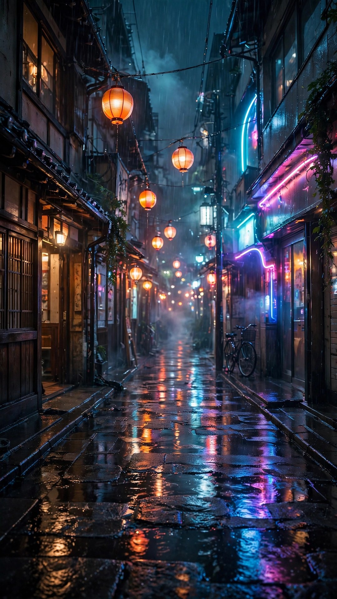 Rainy Tokyo Neon Street Wallpaper — Free Architecture Wallpaper