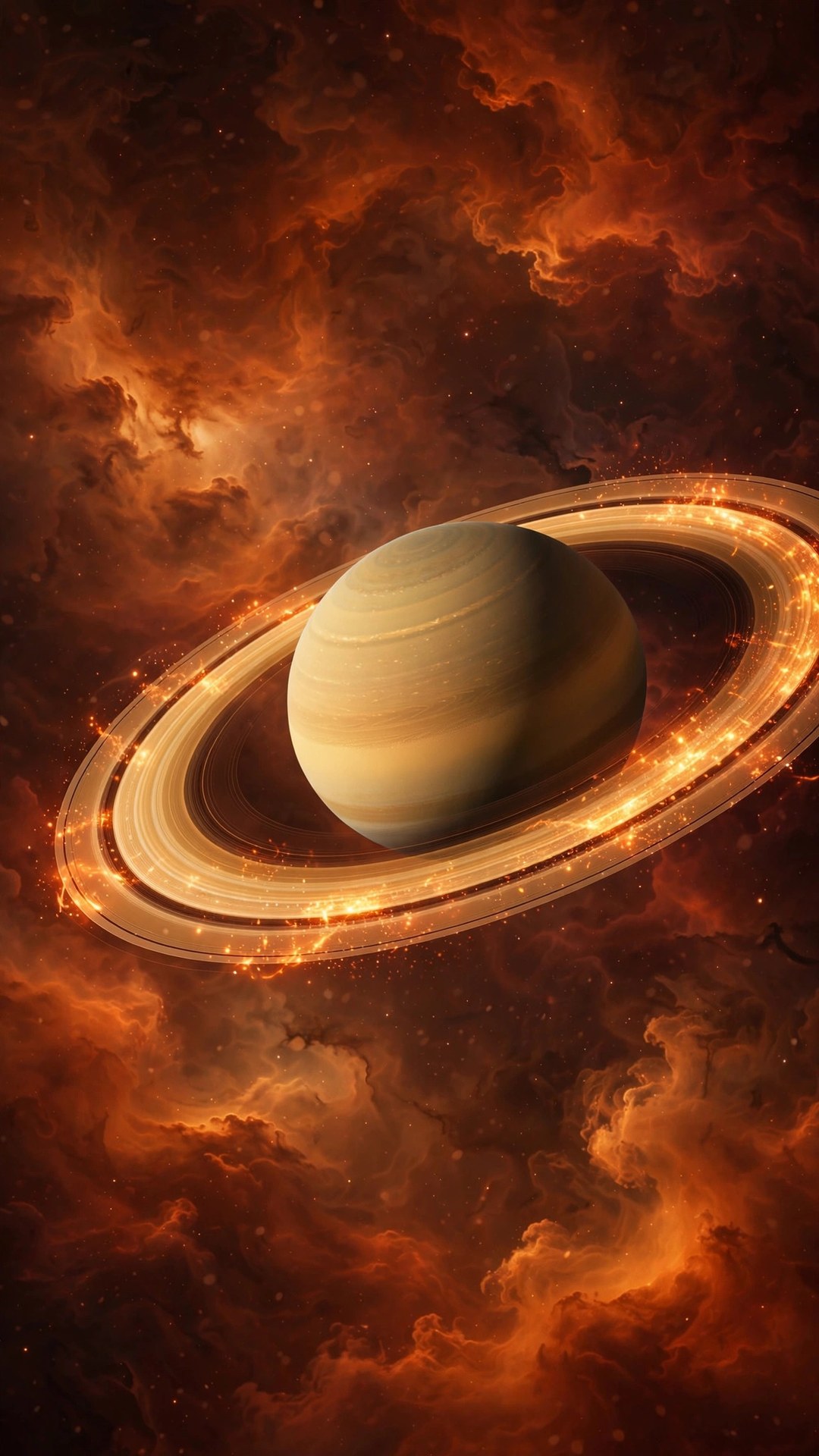 Saturn Amber Rings Wallpaper — Free Space Wallpaper