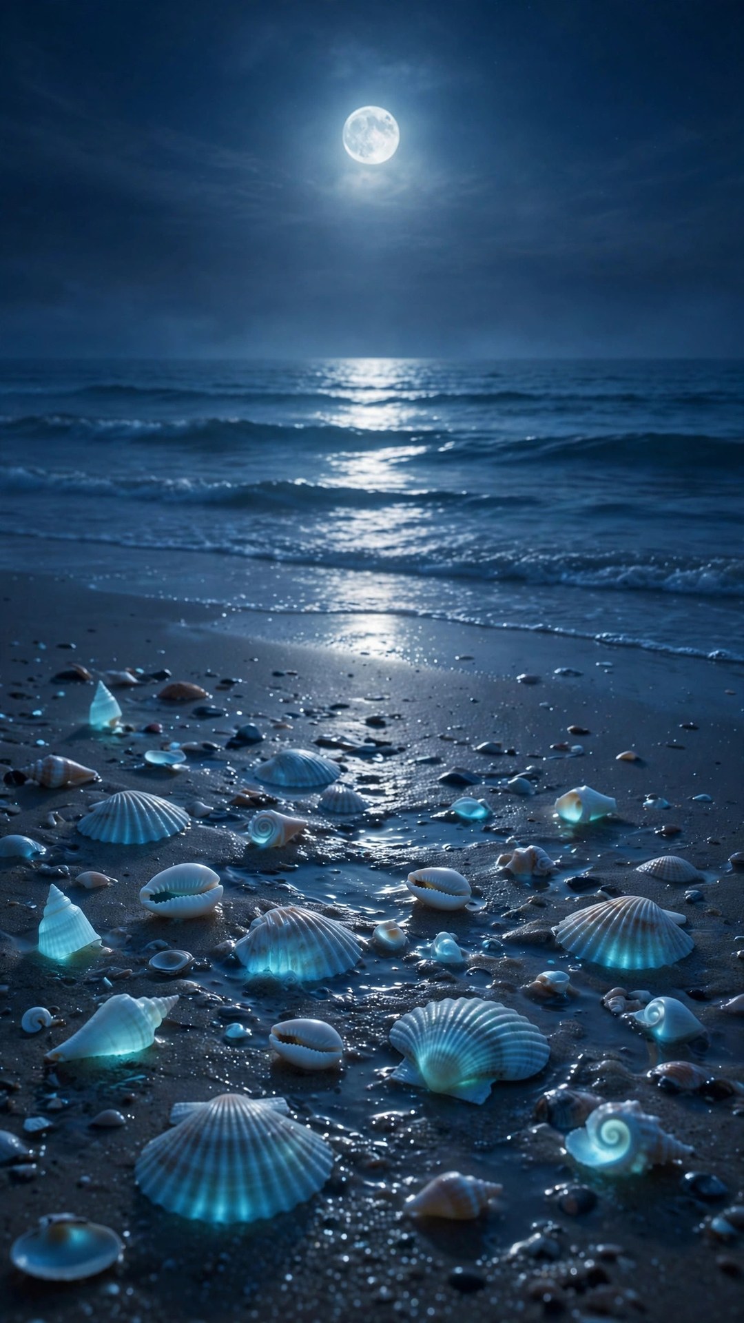 Seashell Moonlight Shore Wallpaper — Free Ocean Wallpaper